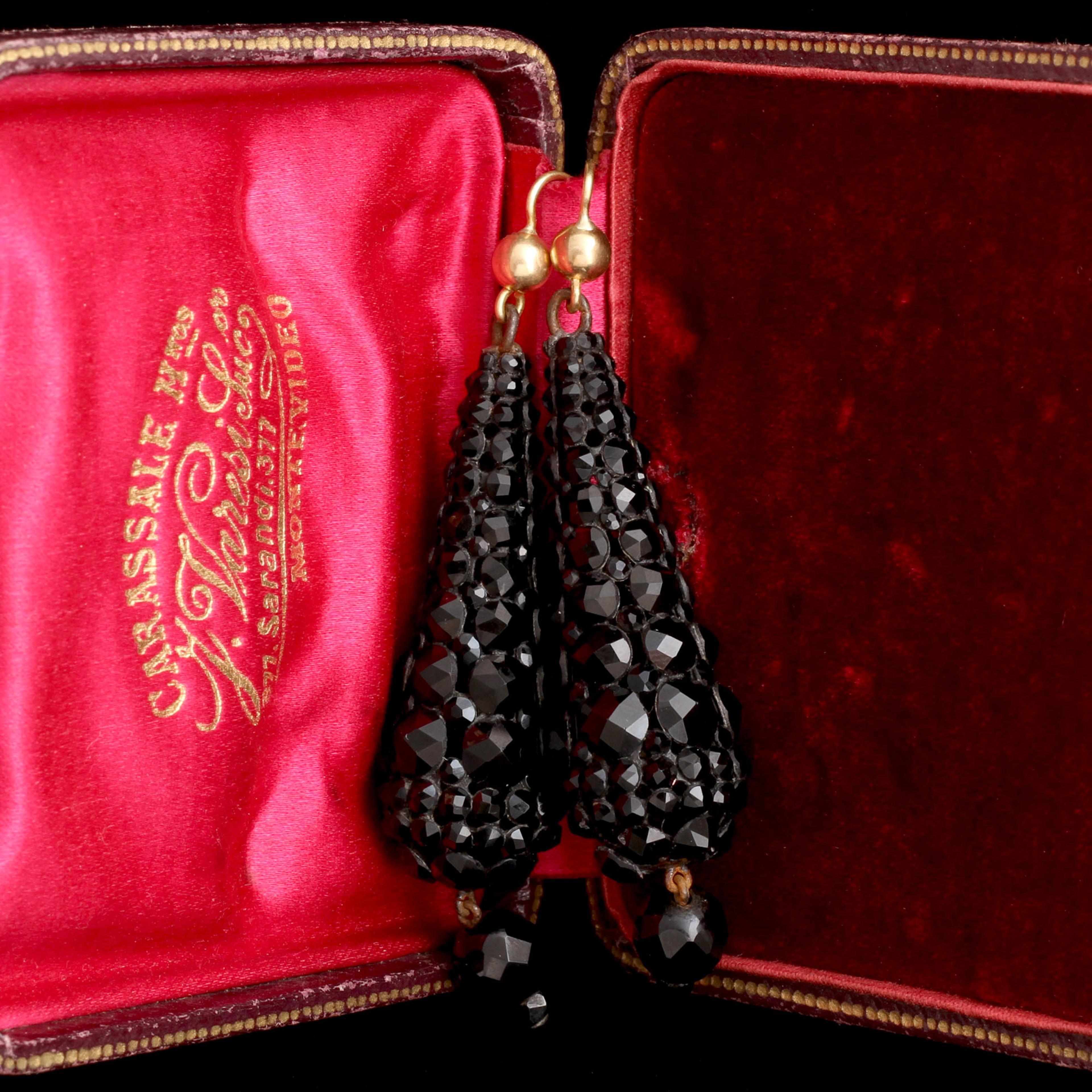 Victorian French Jet Torpedo Earrings