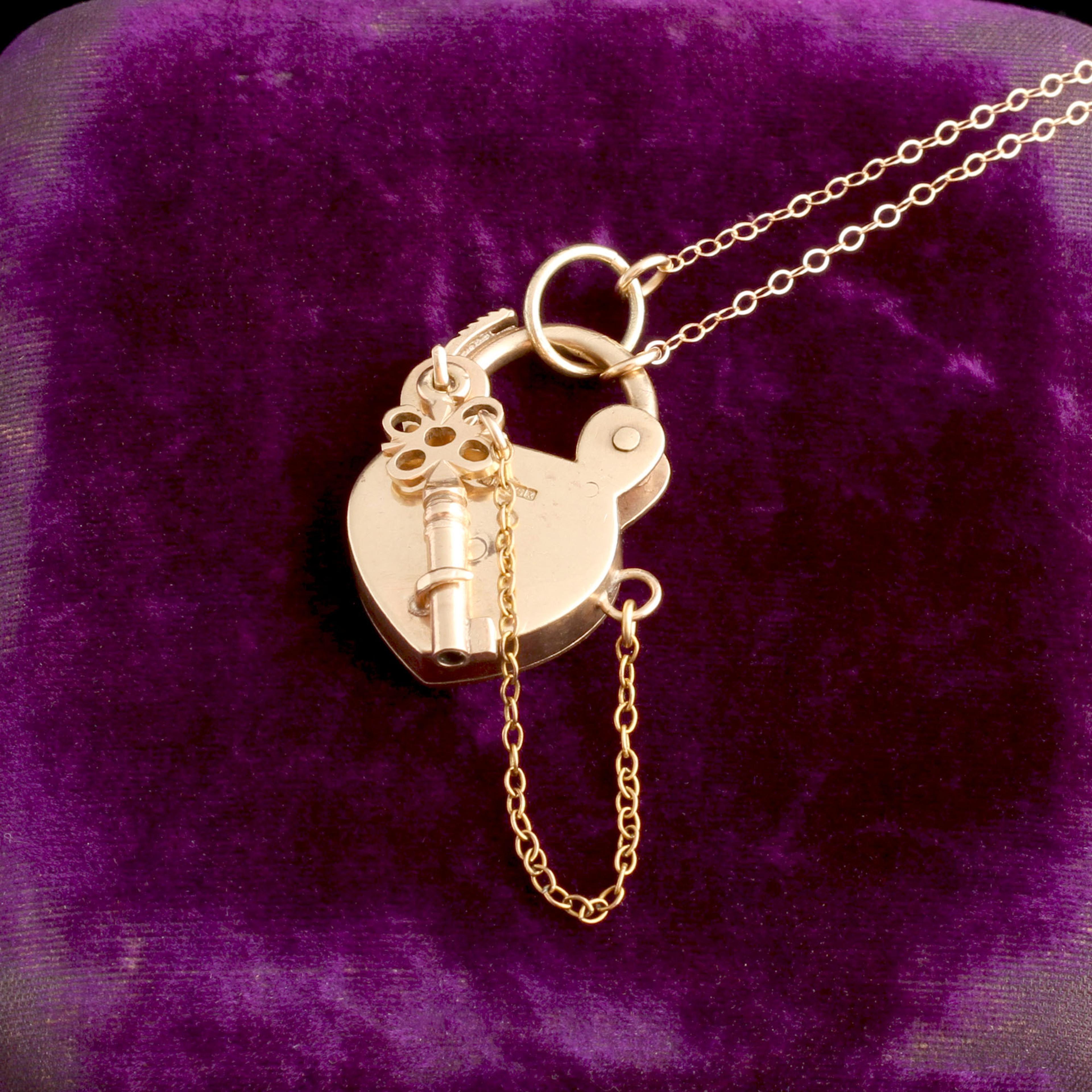 Retro Heart-Shaped Padlock & Key