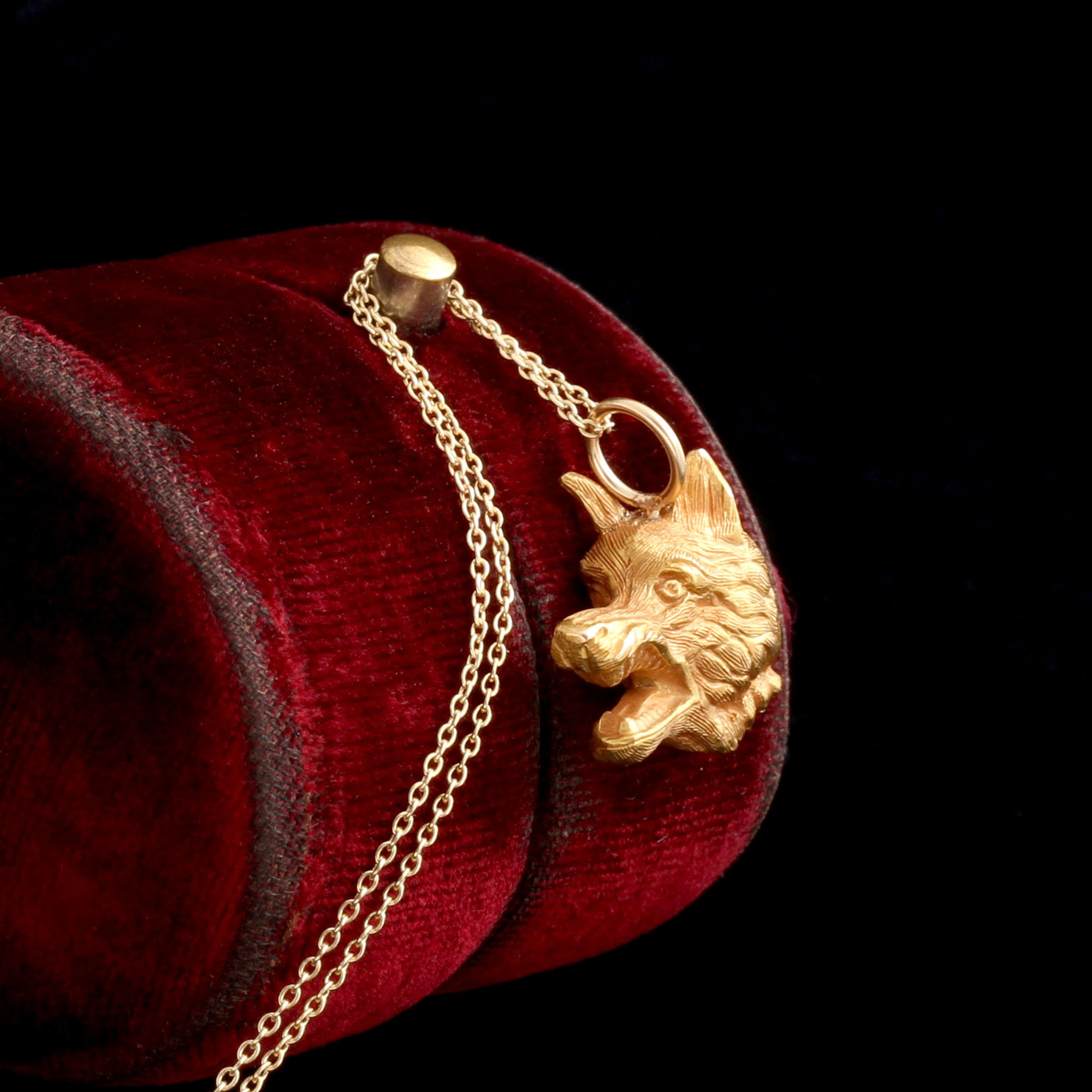 Detail of Victorian Wolf Head Necklace