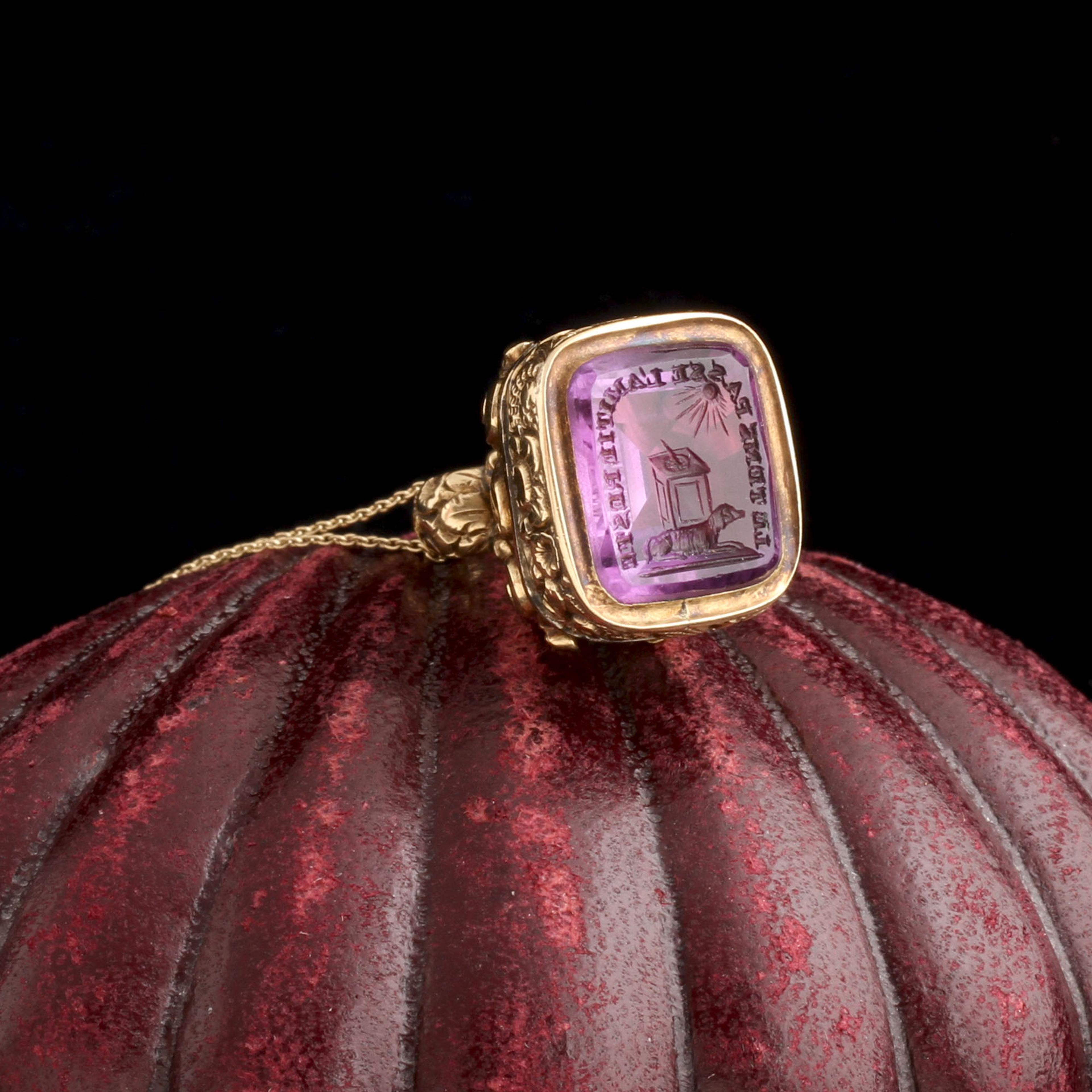 Georgian "Le temps passe..." Amethyst Seal Necklace