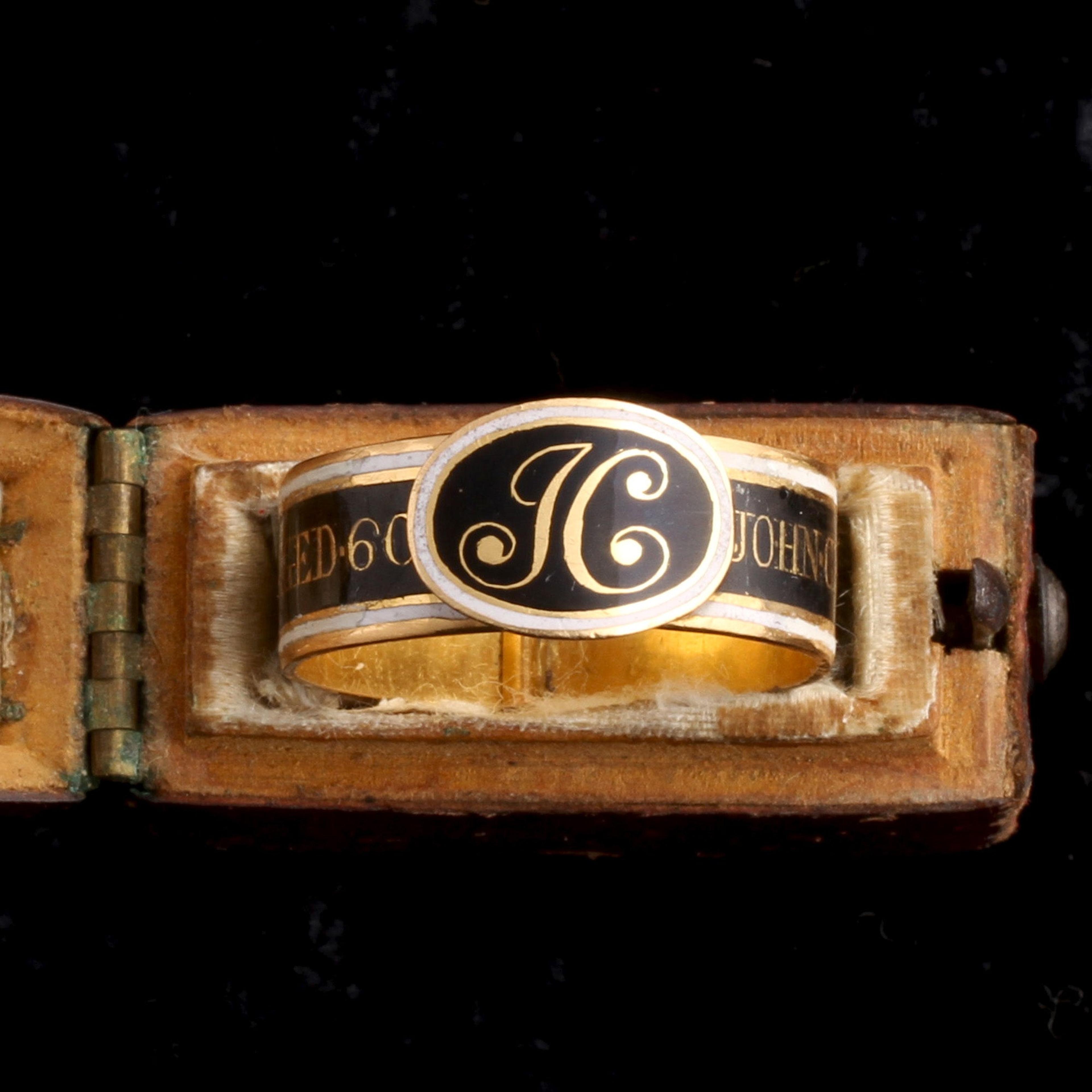 Detail of Georgian Hinged Mourning Ring for John Crabtree