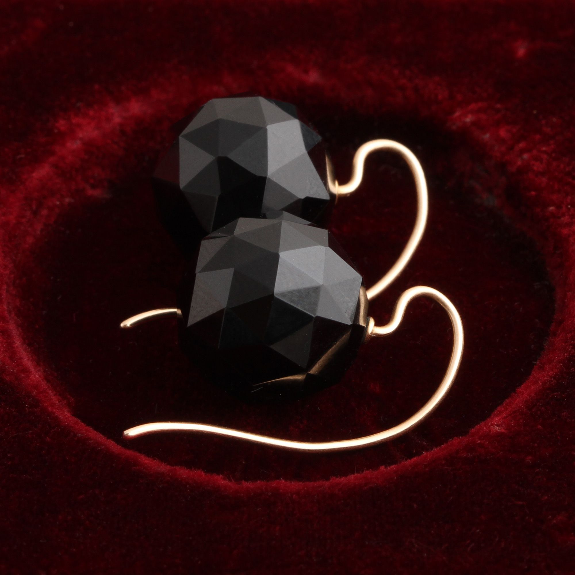 Victorian Faceted Onyx Sphere Earrings