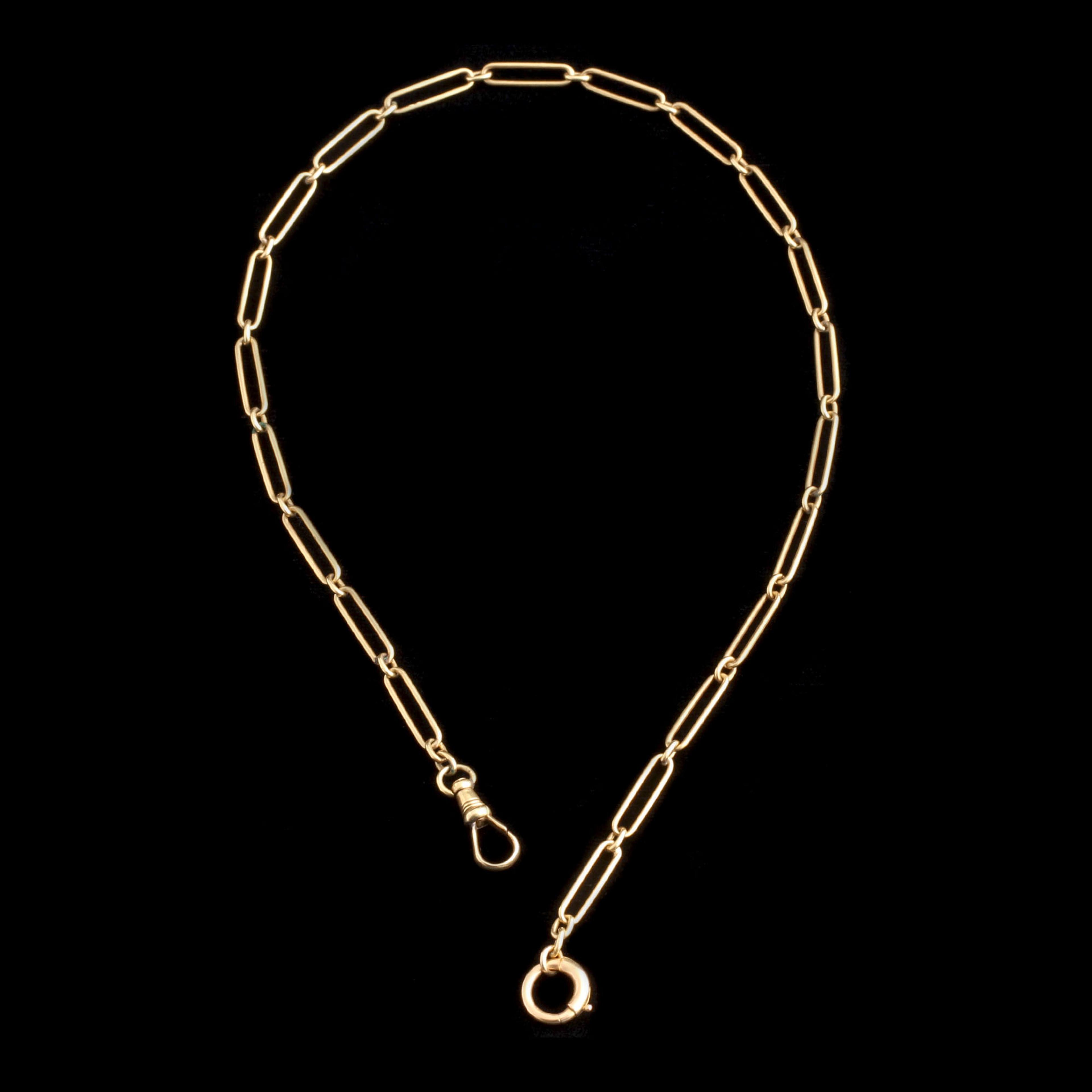 Edwardian 14" Long & Short Paperclip Fob Chain