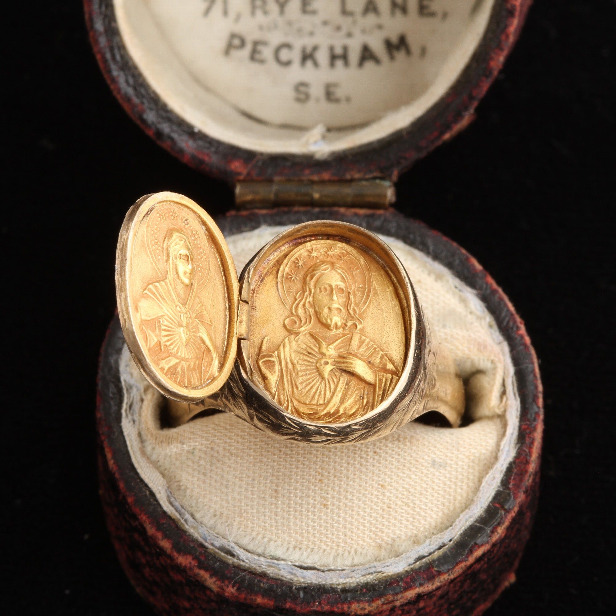 Victorian Catholic Iconography Locket Signet Ring