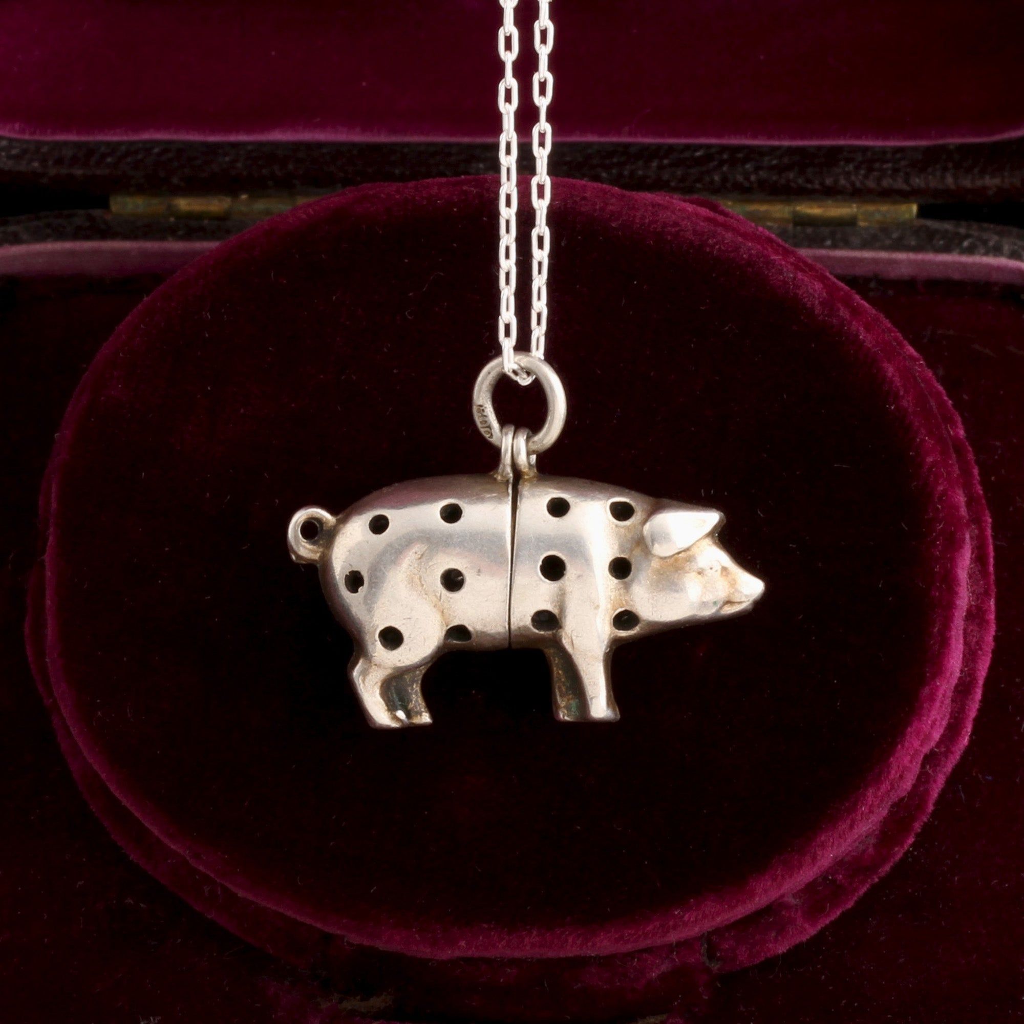 Victorian Lucky Pig Pomander Necklace