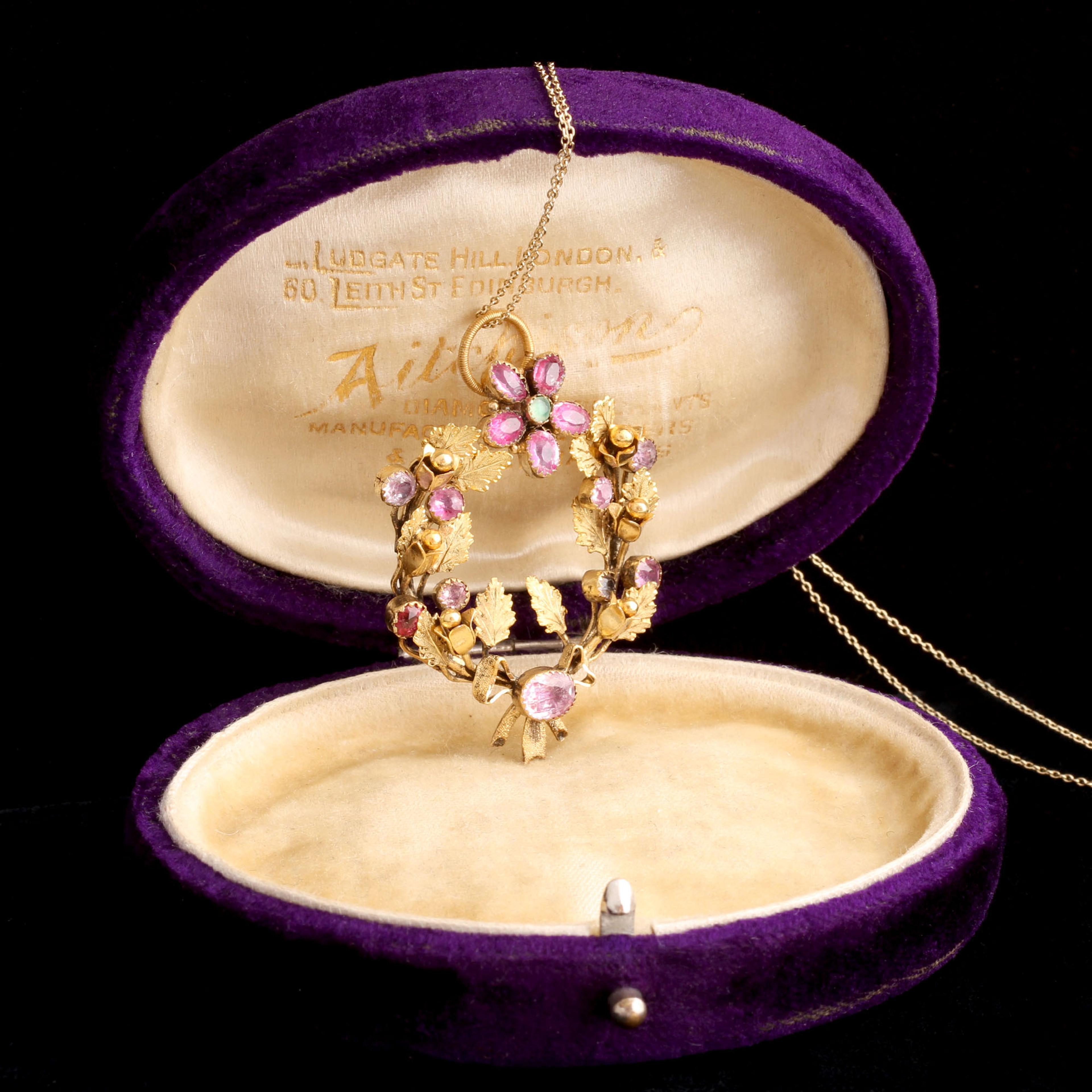 Early Victorian Pansy Wreath Necklace
