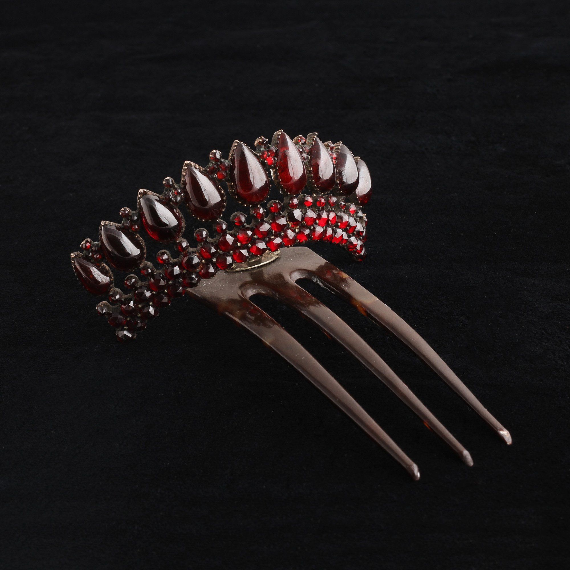 Victorian Bohemian Garnet Hair Comb