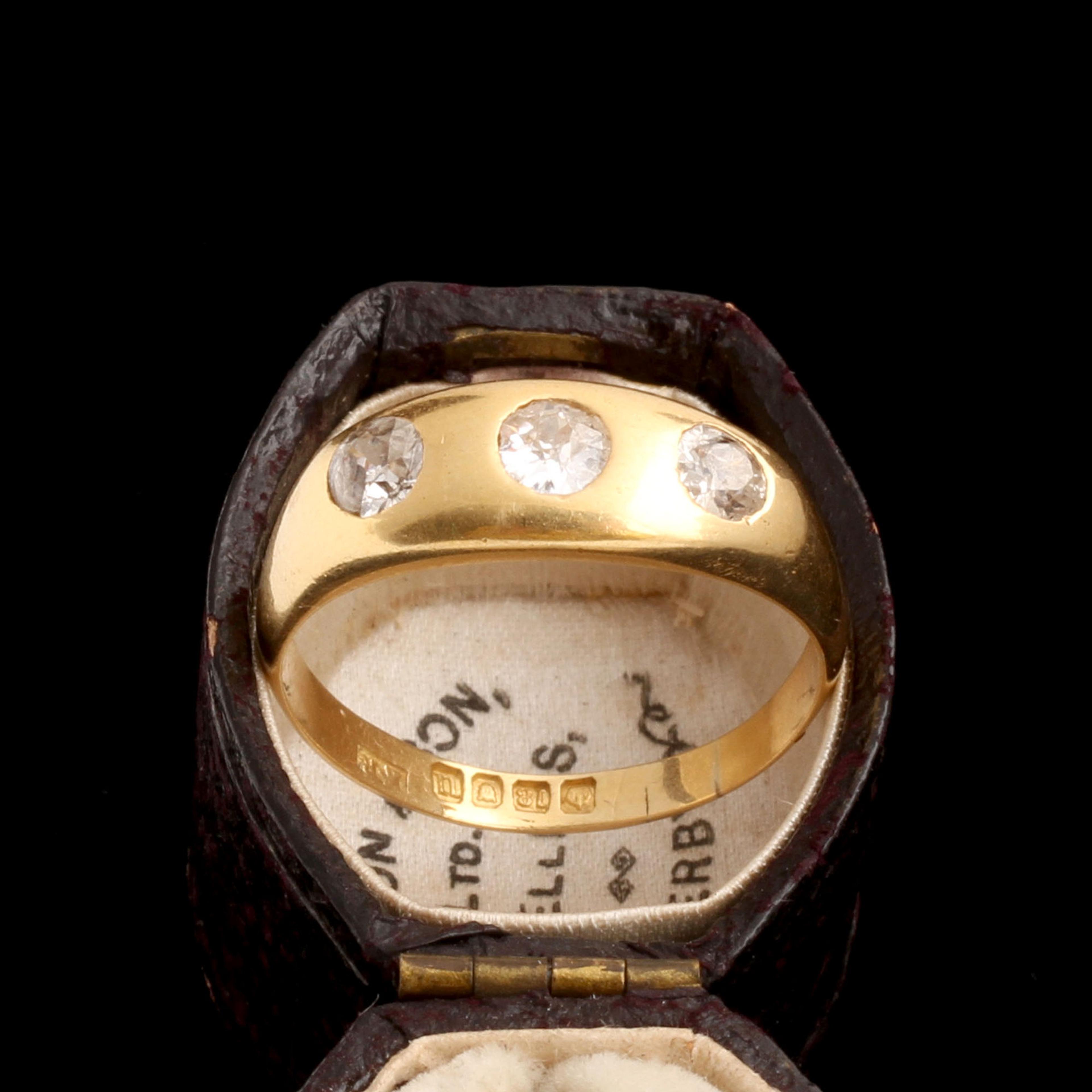 Edwardian Burnished Diamond Three Stone Ring