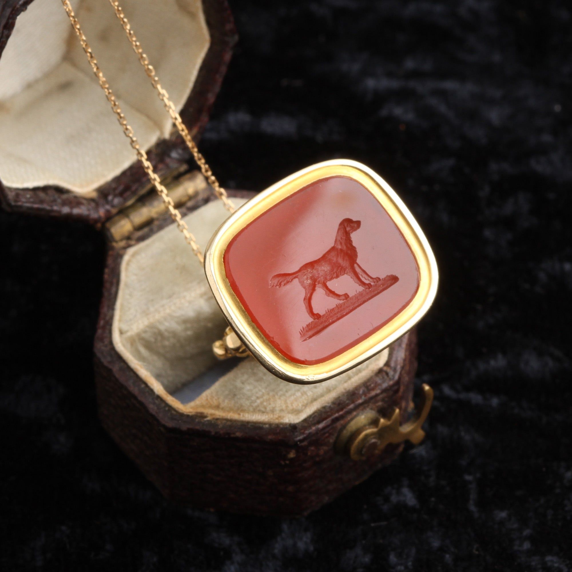 Georgian Carnelian Intaglio Spaniel Fob
