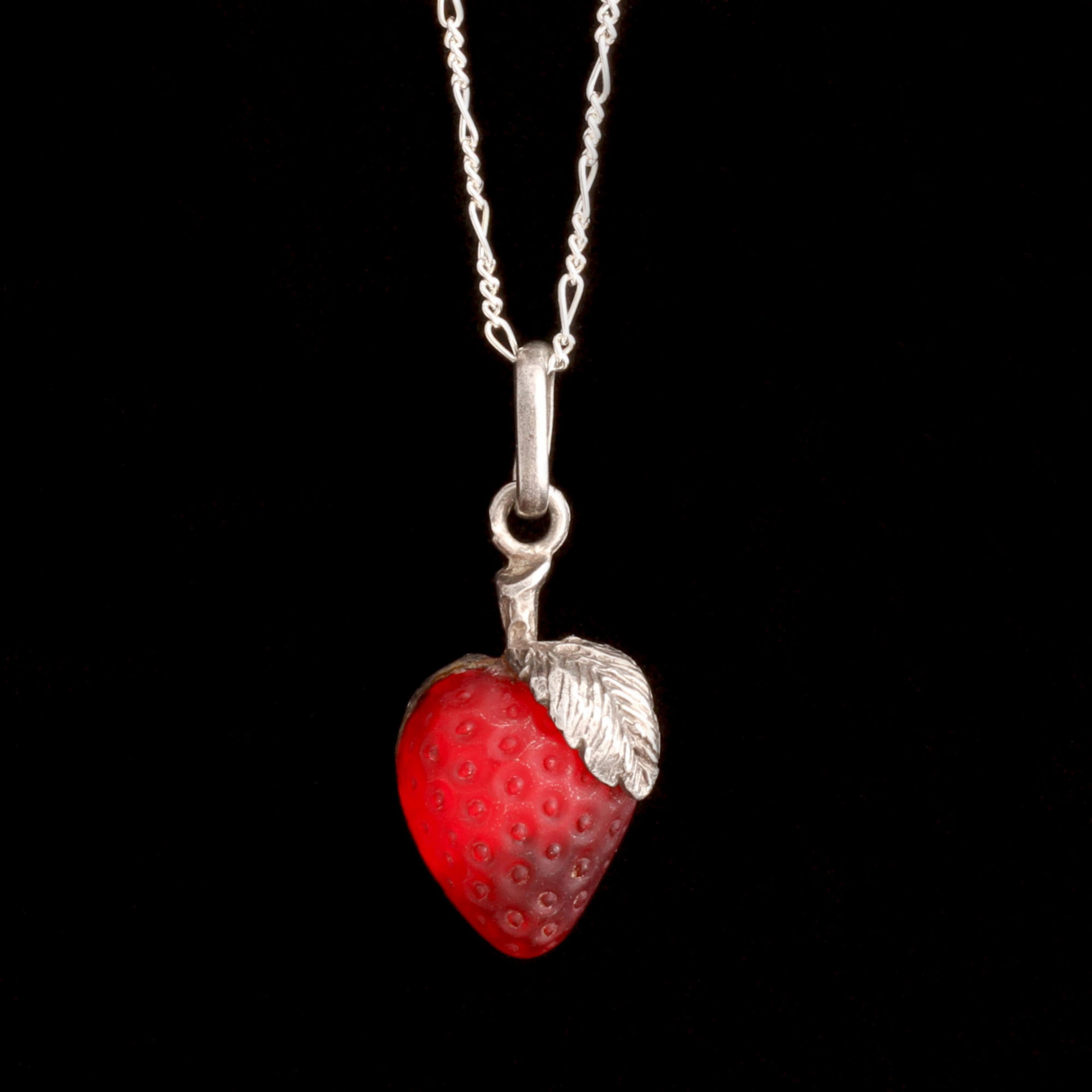 Retro Italian Glass Strawberry Necklace