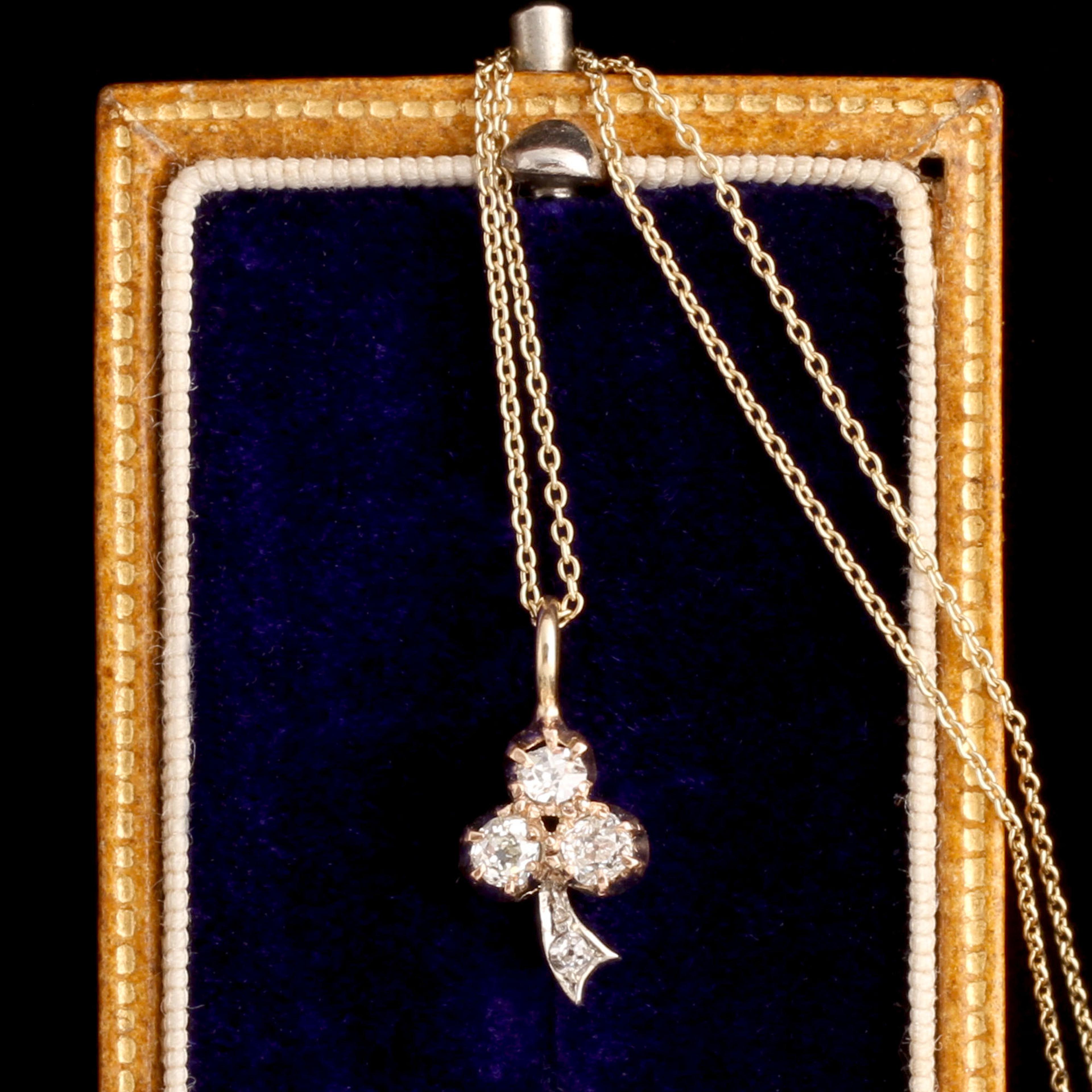 Victorian Diamond Shamrock Necklace