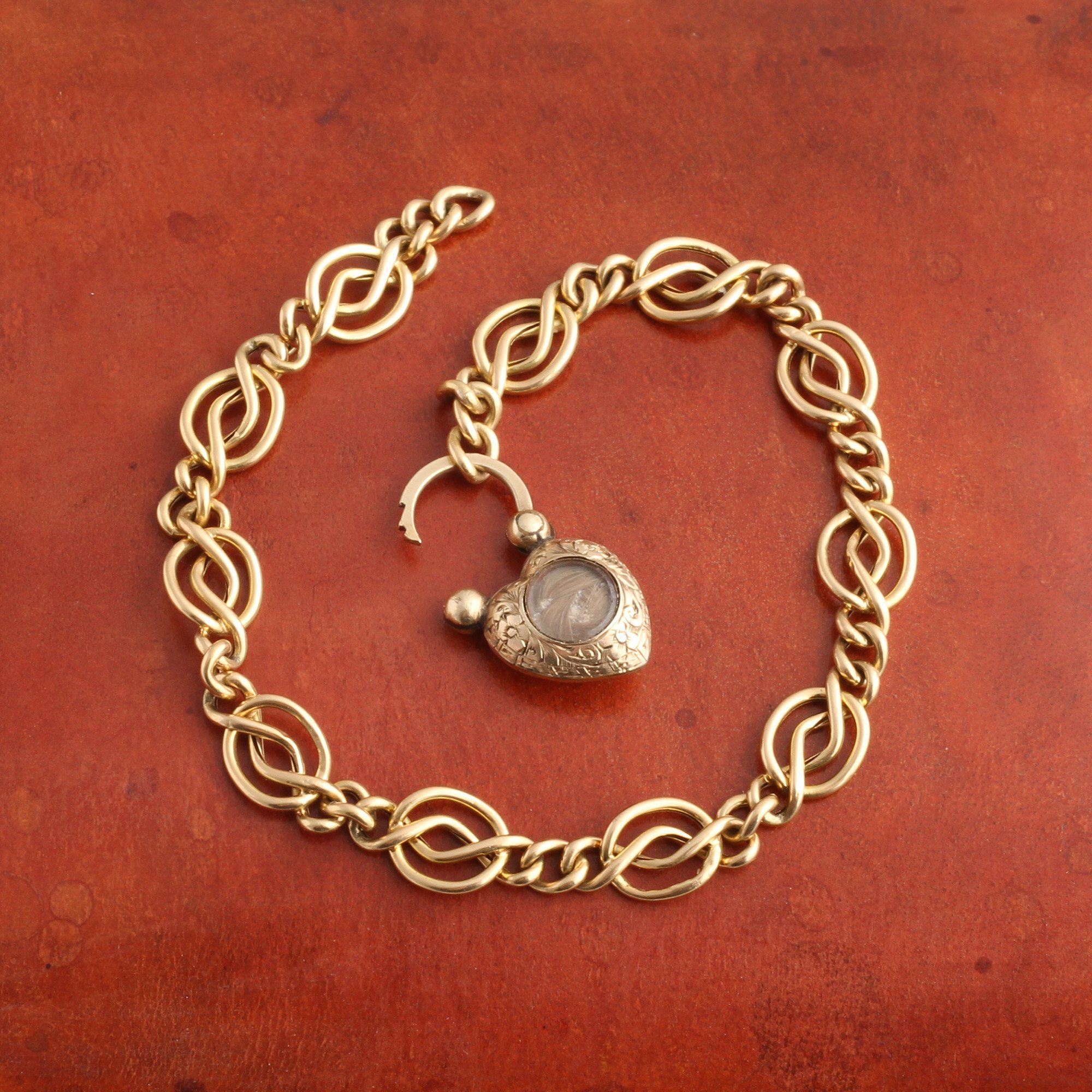Victorian Heart Padlock Chain Bracelet