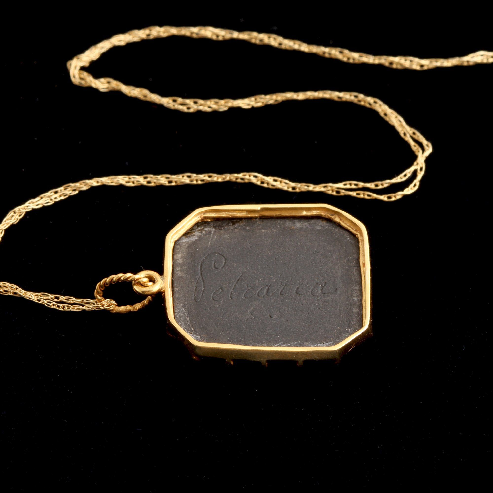 Victorian Lava Cameo of Petrarch Pendant