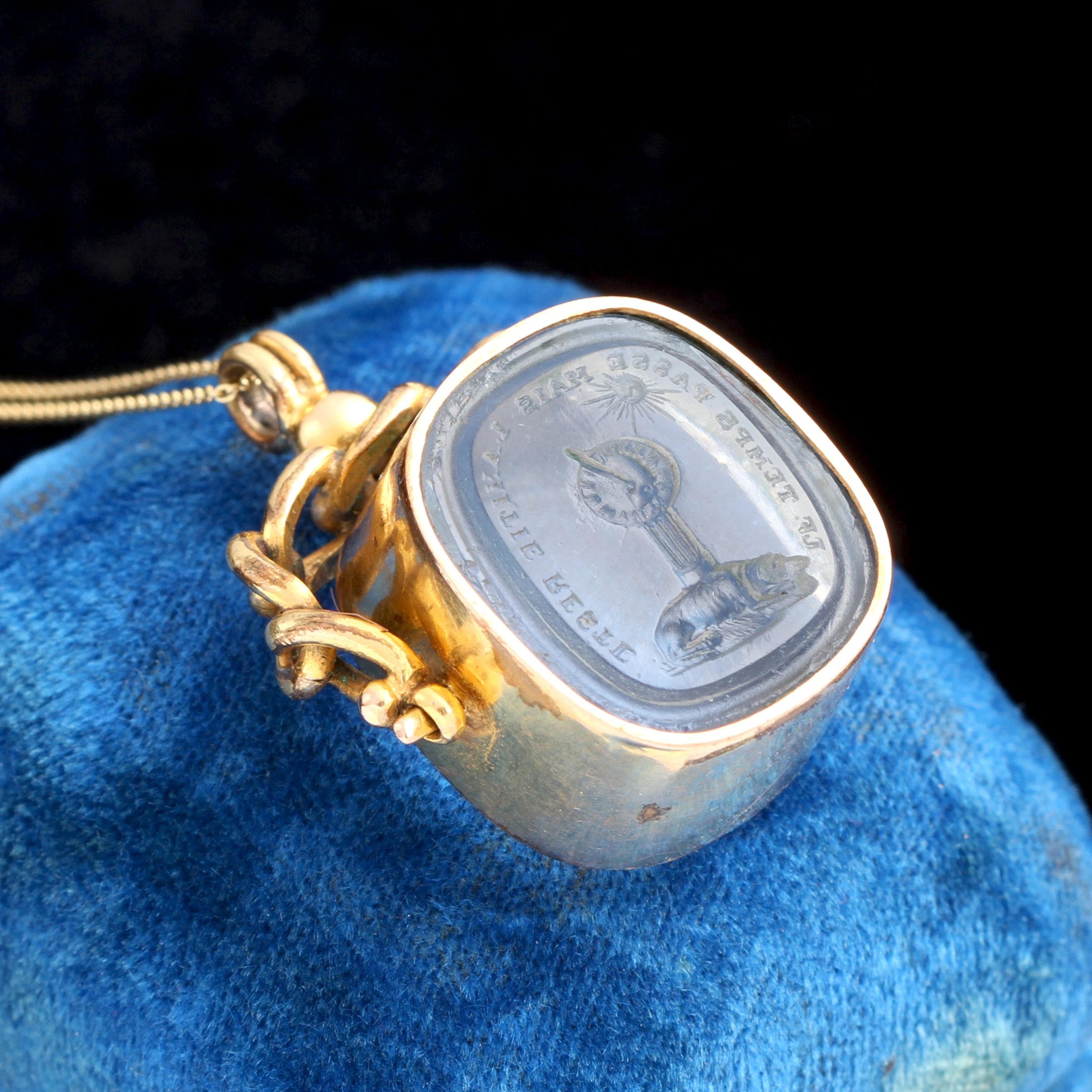 Victorian "Hours Pass, Friendship Remains" Seal Fob Necklace