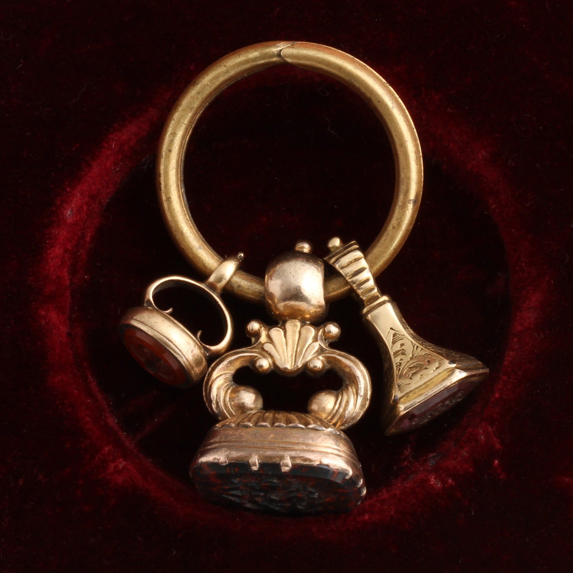 Georgian Split Ring with Wax Seal Fobs