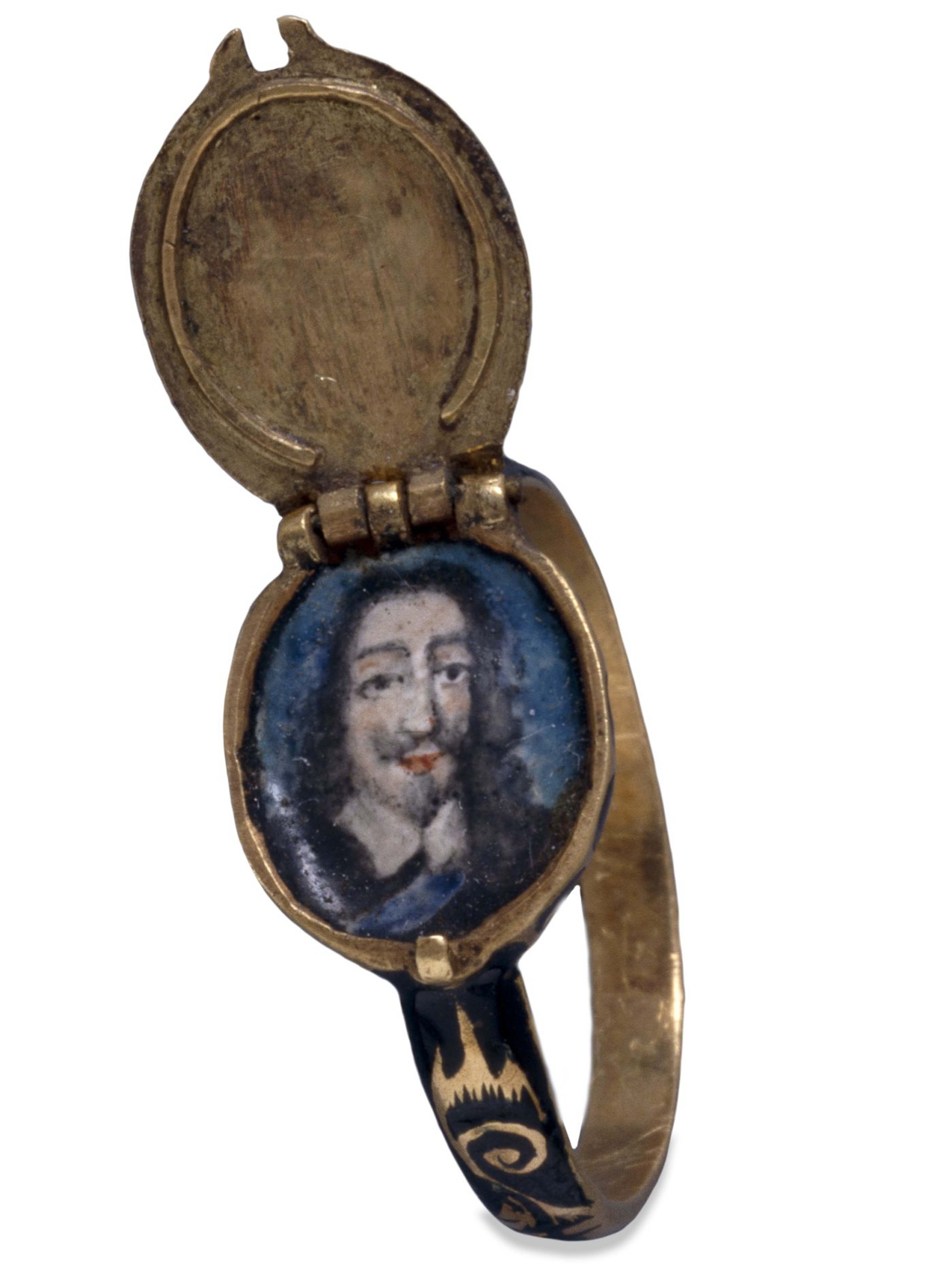 shown open: Charles I Memorial Ring, 1650. The British Museum.