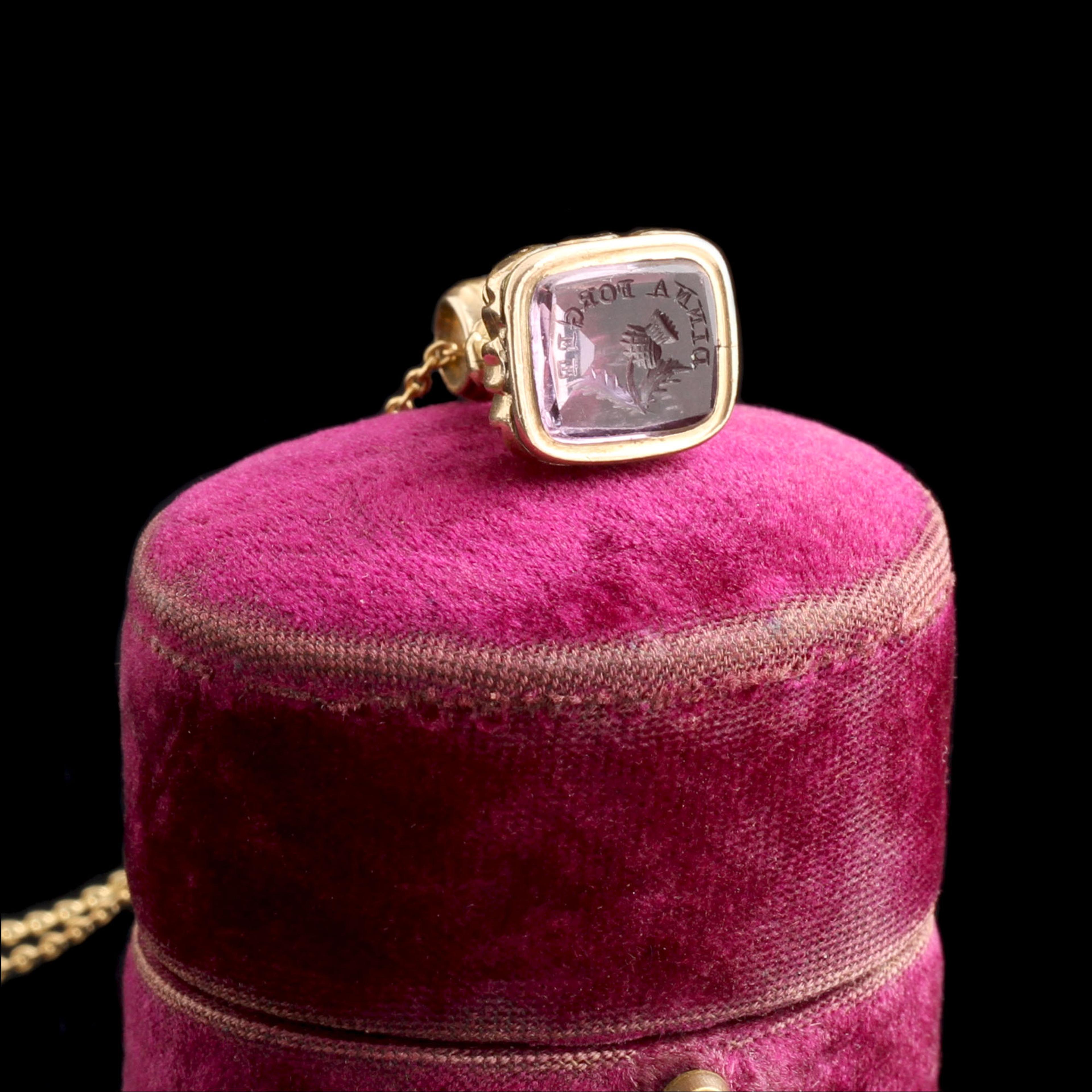 Georgian "Dinna Forget" Amethyst Seal Necklace
