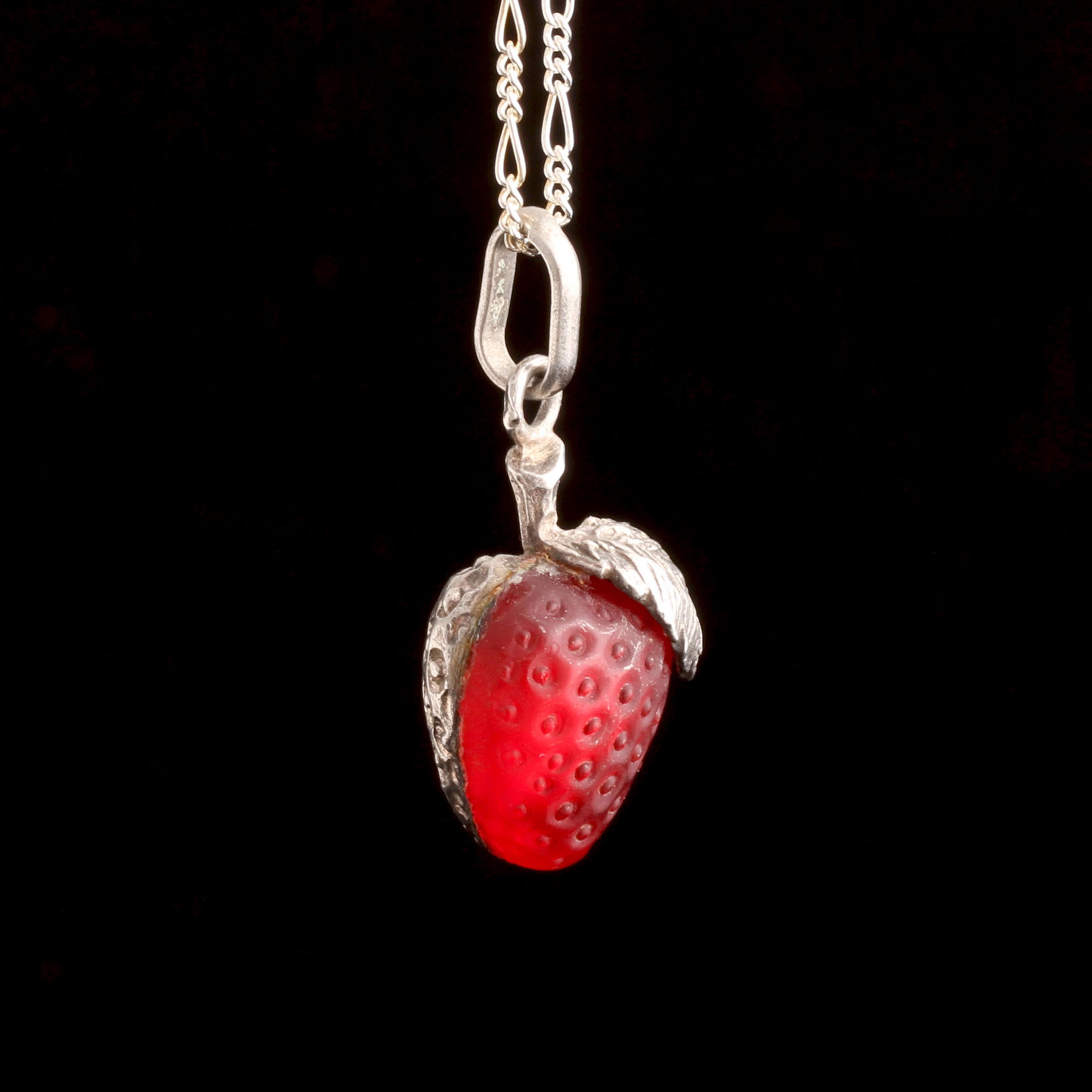 Retro Italian Glass Strawberry Necklace