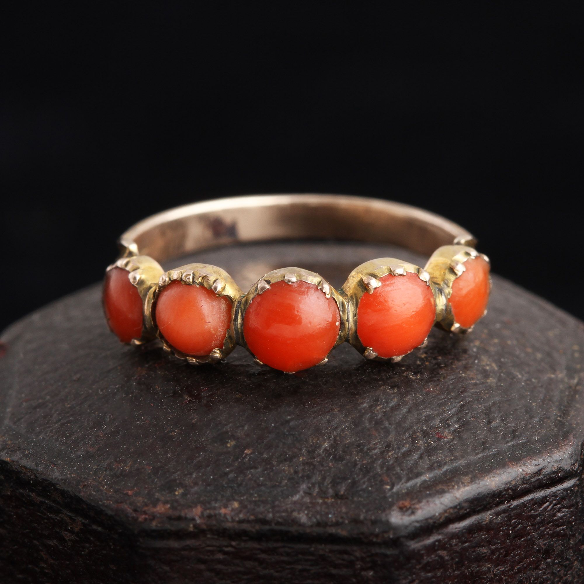 Georgian Coral Half Hoop Ring