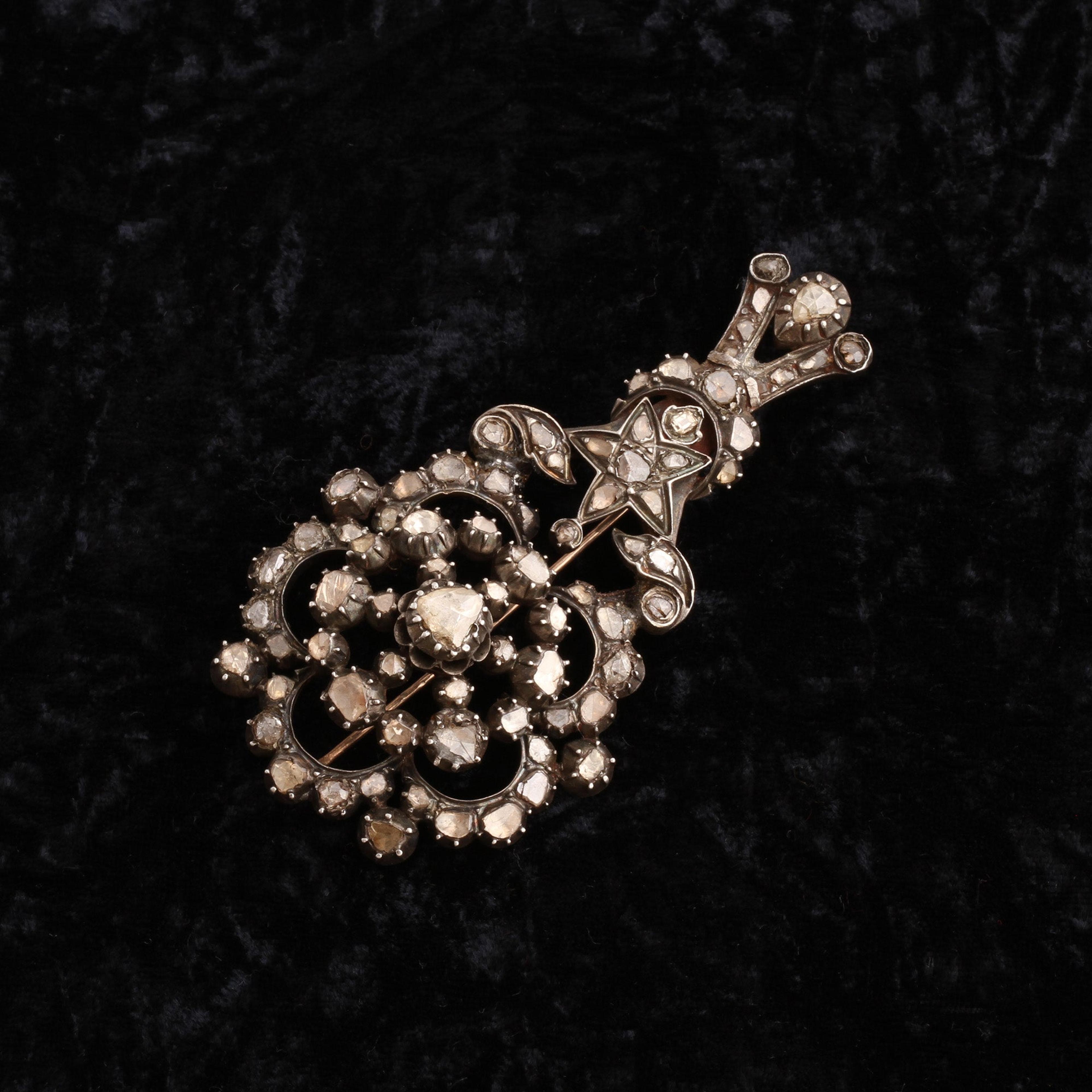 Georgian Halley's Comet Diamond Brooch