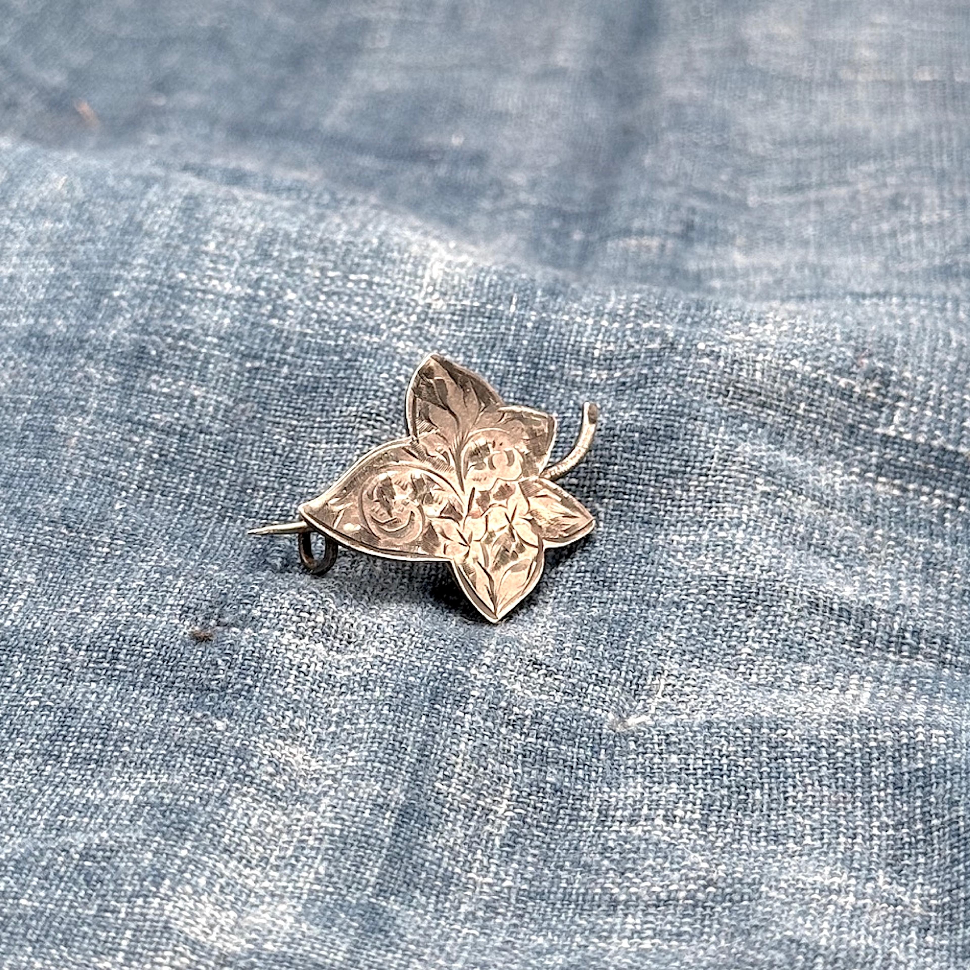 Silver Clinging Ivy Pin