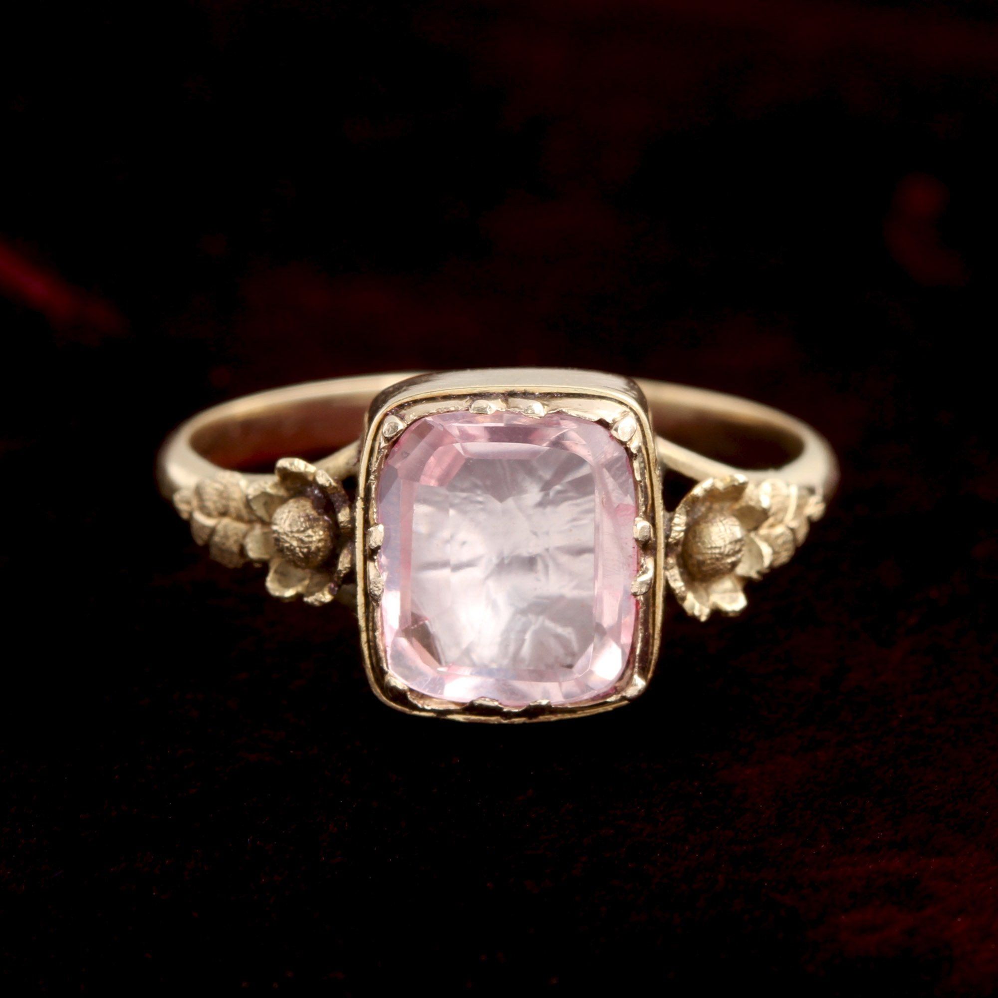 Georgian Pink-Foiled Rock Crystal Ring