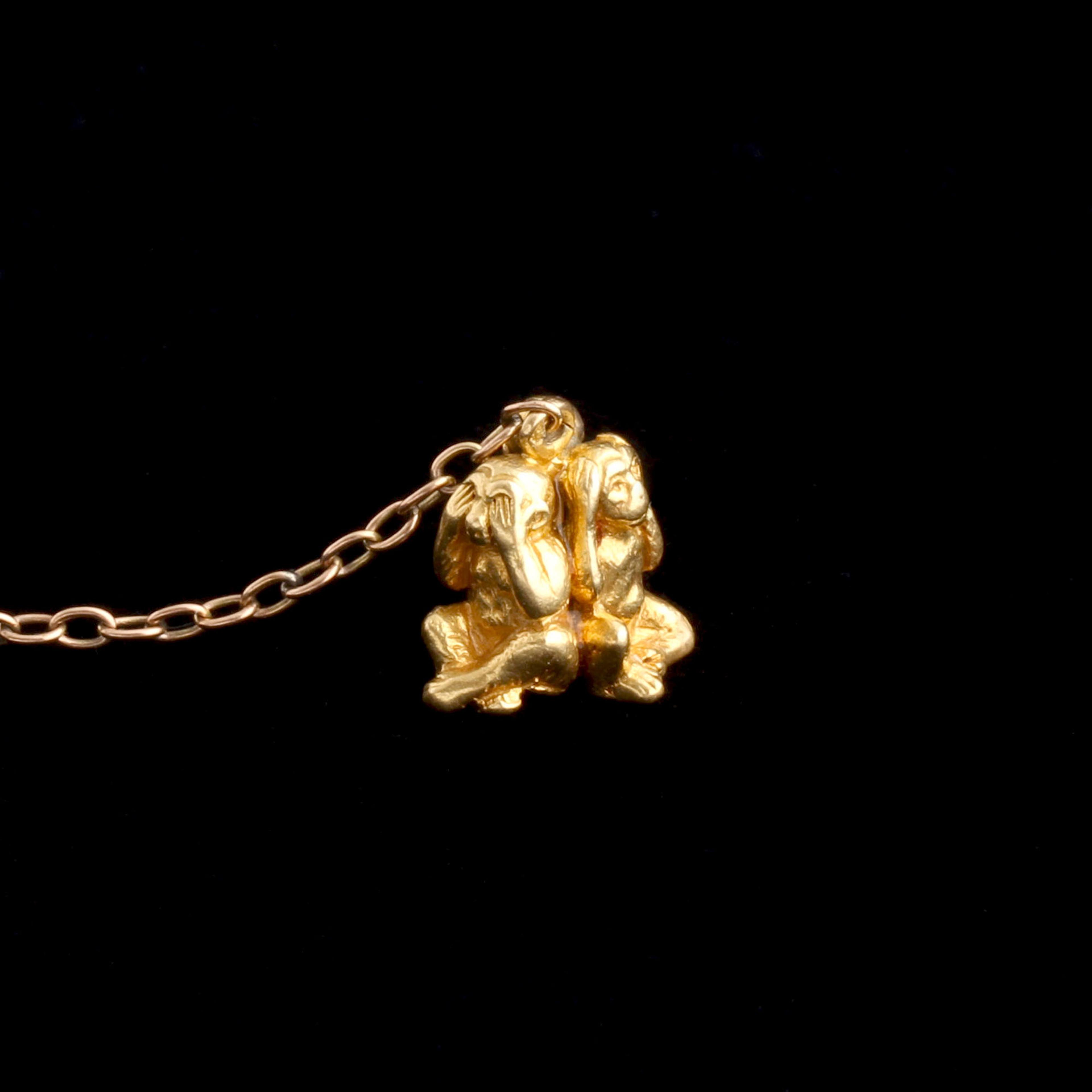 1920s See, Hear, Speak No Evil Necklace