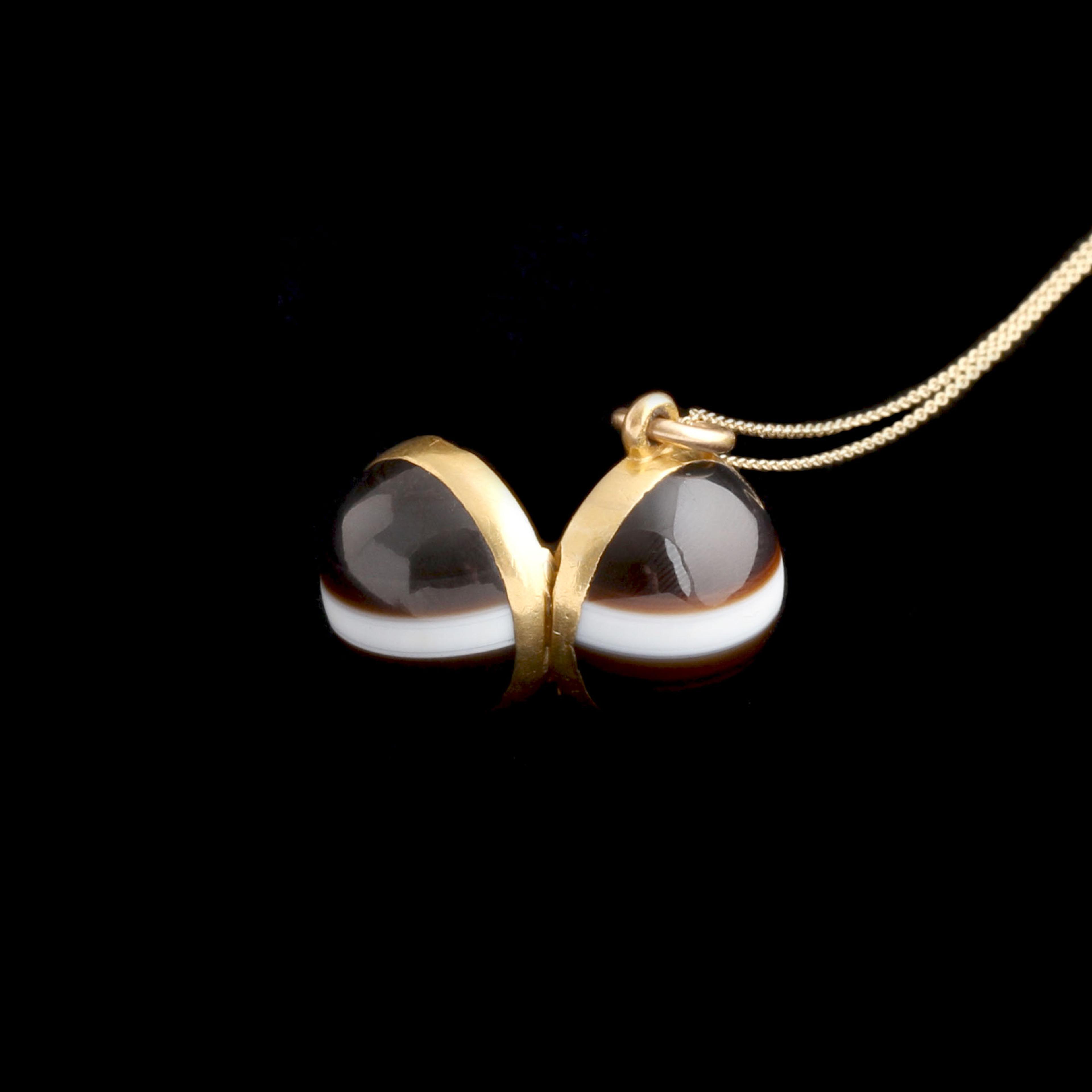 Detail of Victorian Banded Agate Spherical Locket