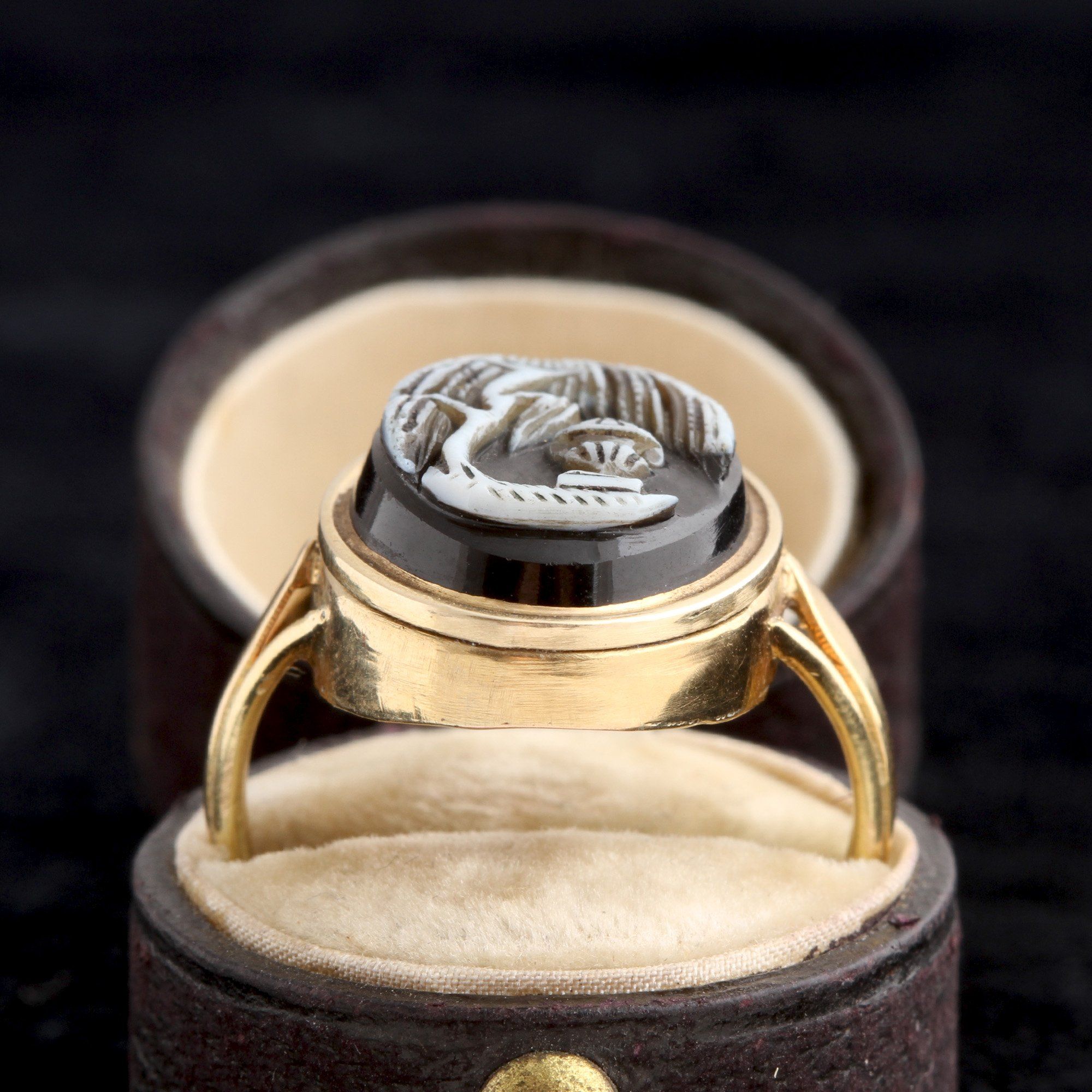 19th Century French Mourning Scene Cameo Ring
