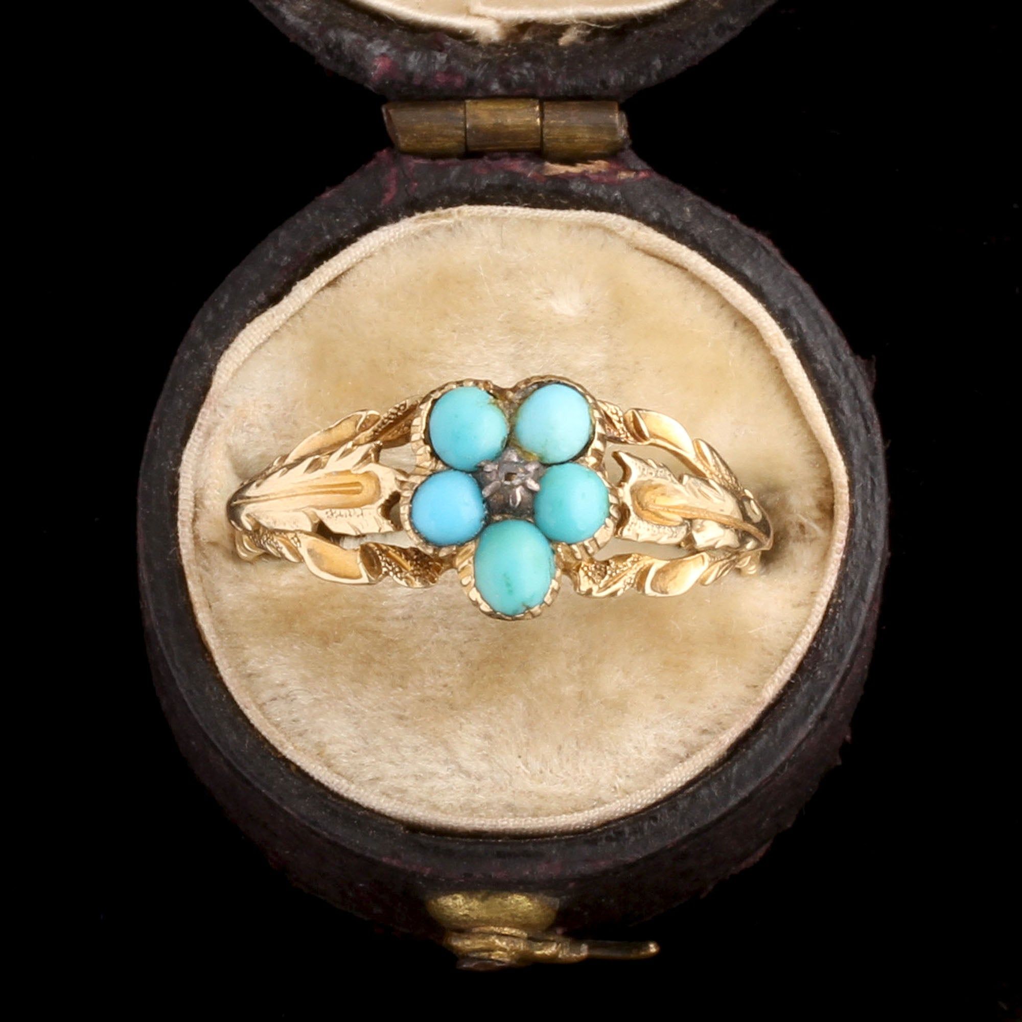 Victorian Turquoise & Diamond Pansy Ring