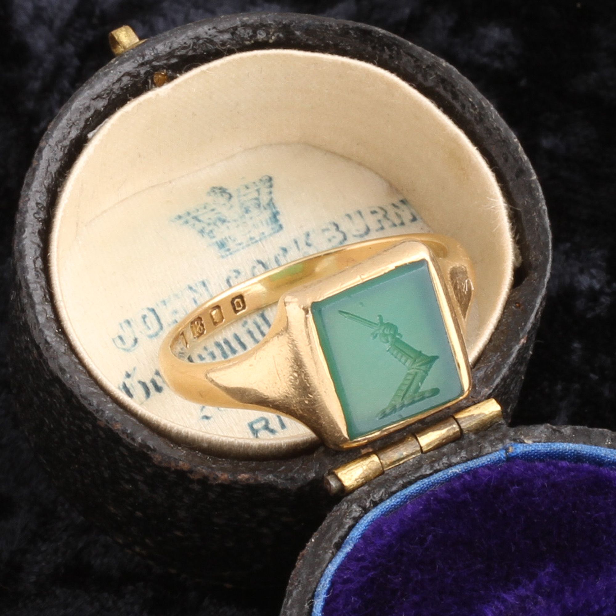 Detail of 1920s Knight's Arm & Sword Signet Ring