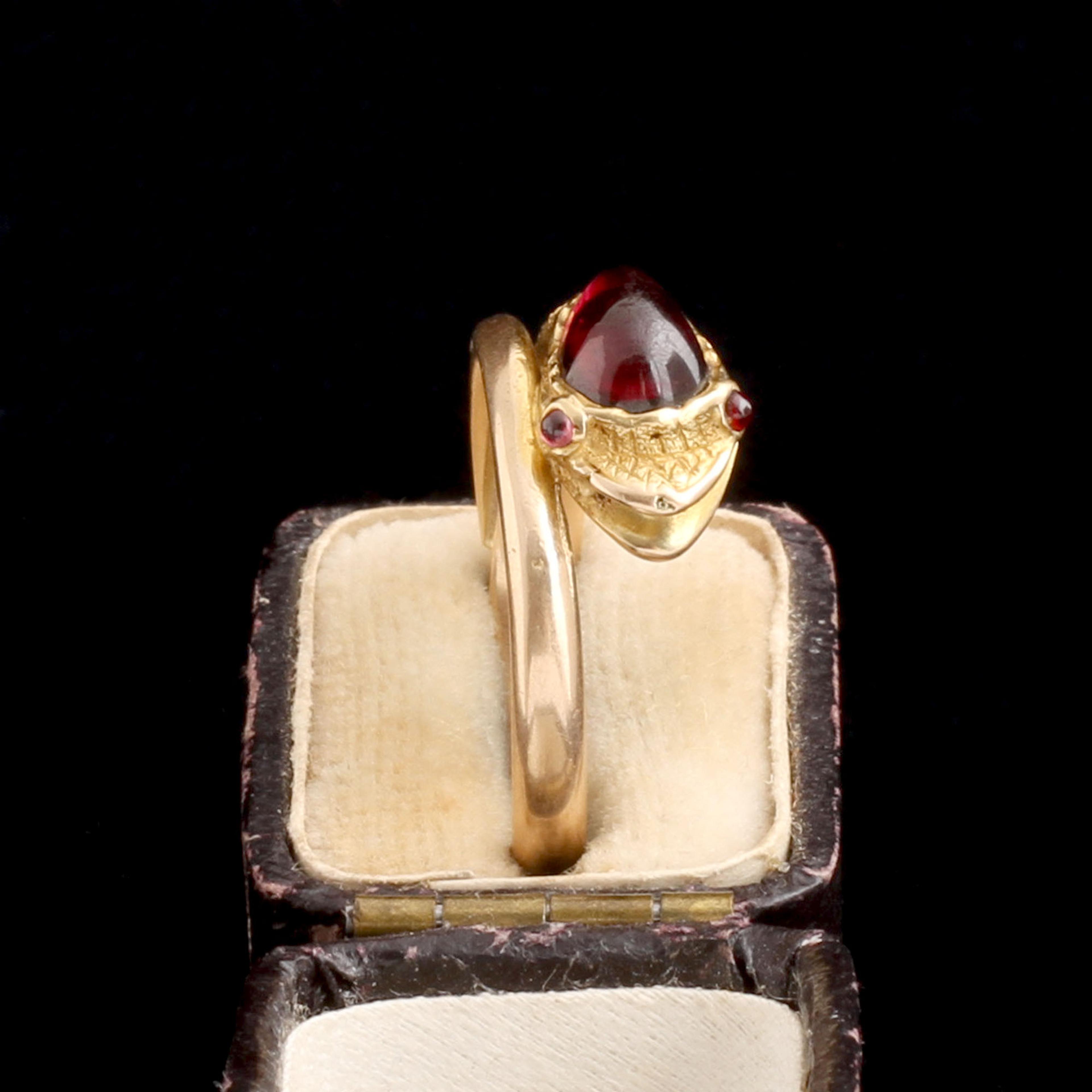 Detail of Victorian Garnet Snake Ring