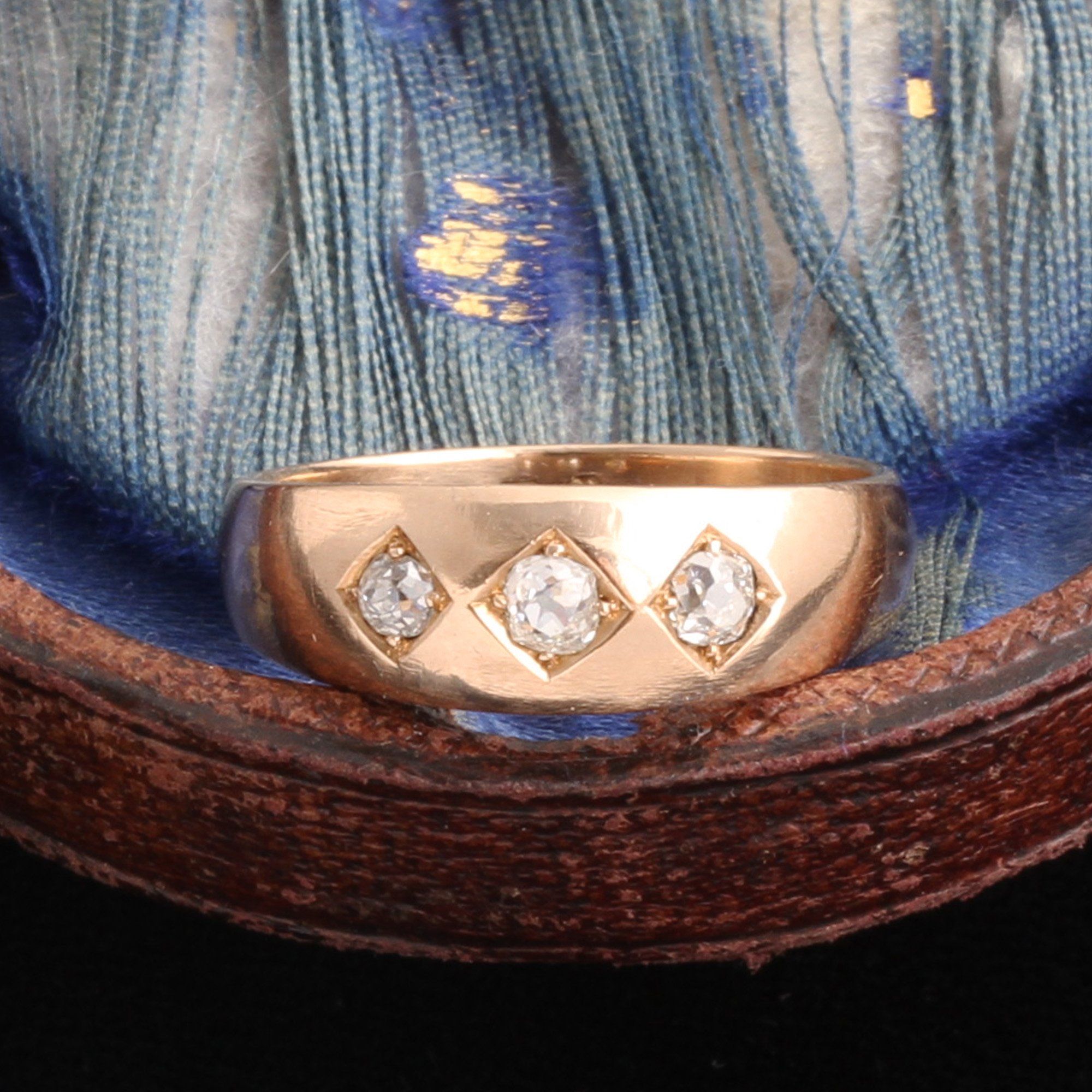 Late Victorian Three Stone Diamond on Diamond Ring