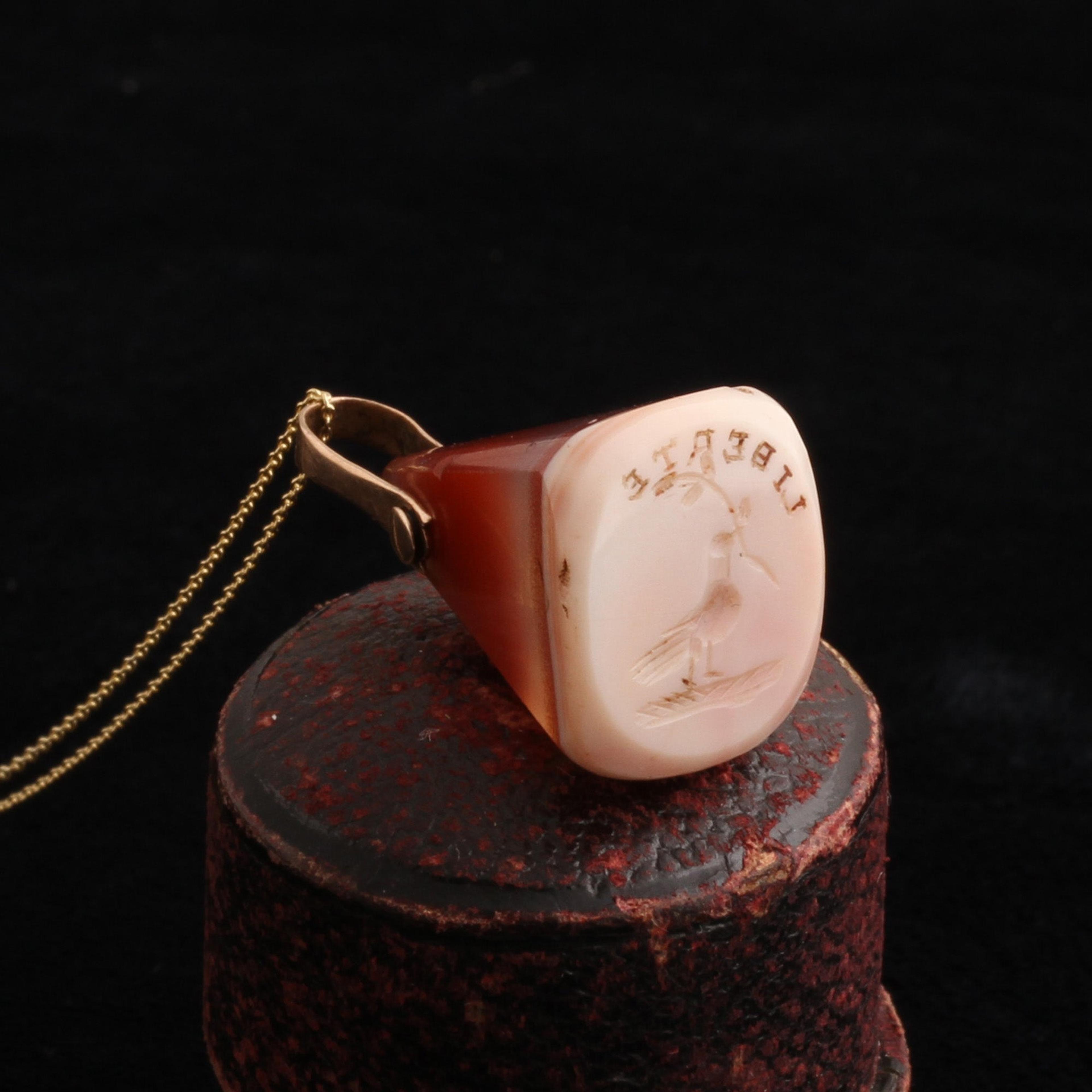 Georgian "Liberte" Agate Seal Necklace