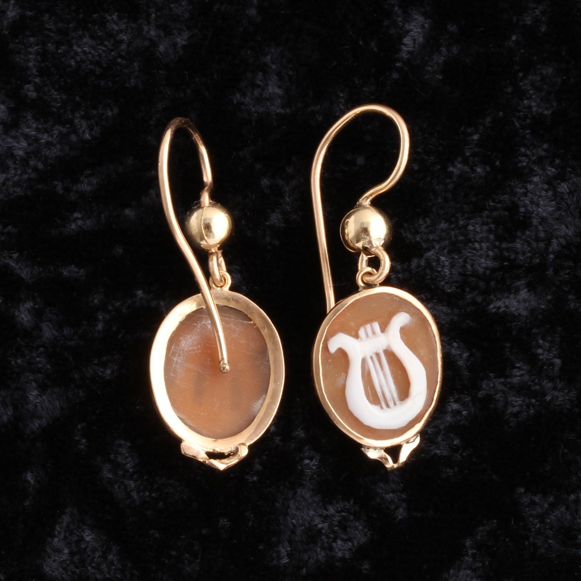 Victorian Lyre Cameo Earrings