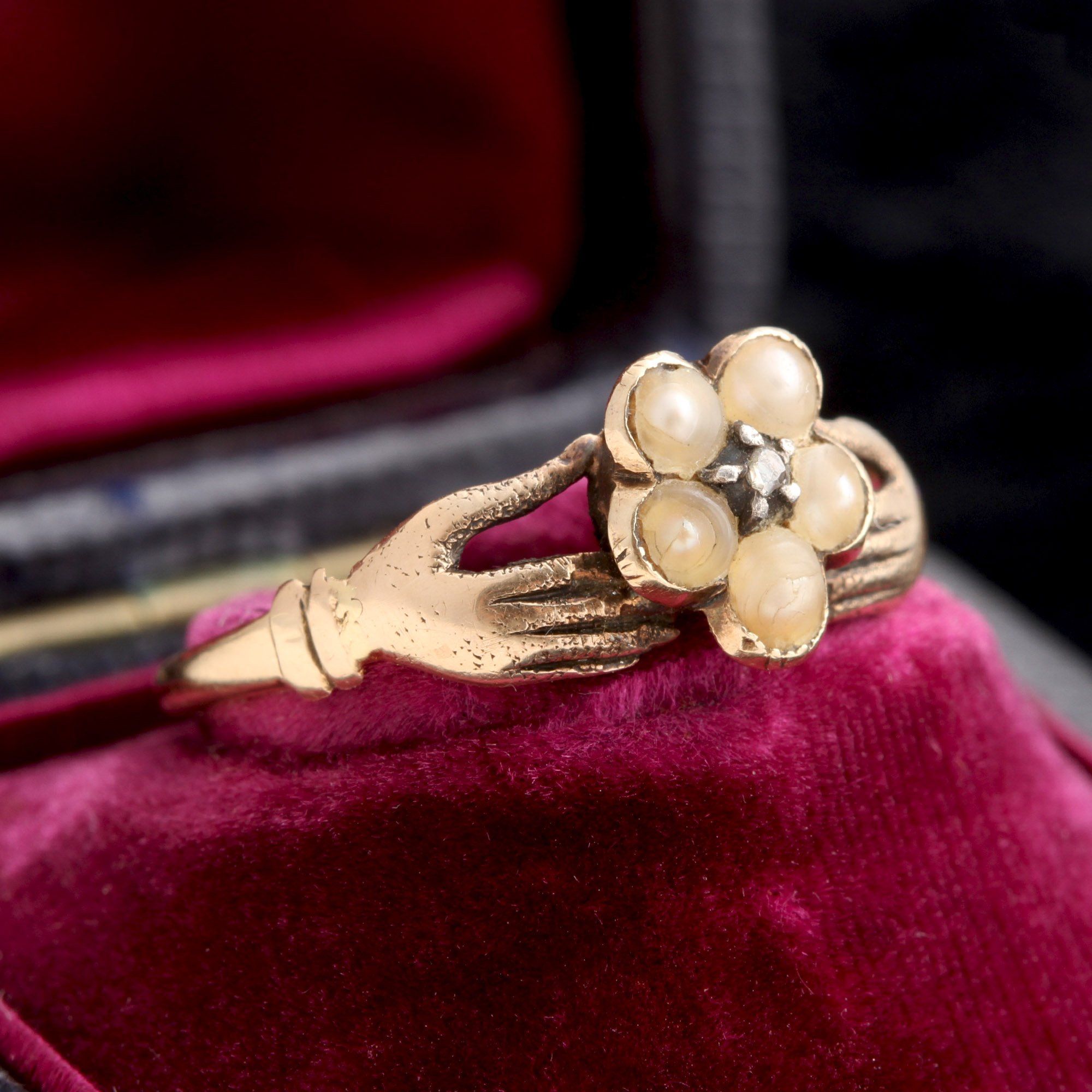 Early Victorian Pansy Cluster Hand Ring