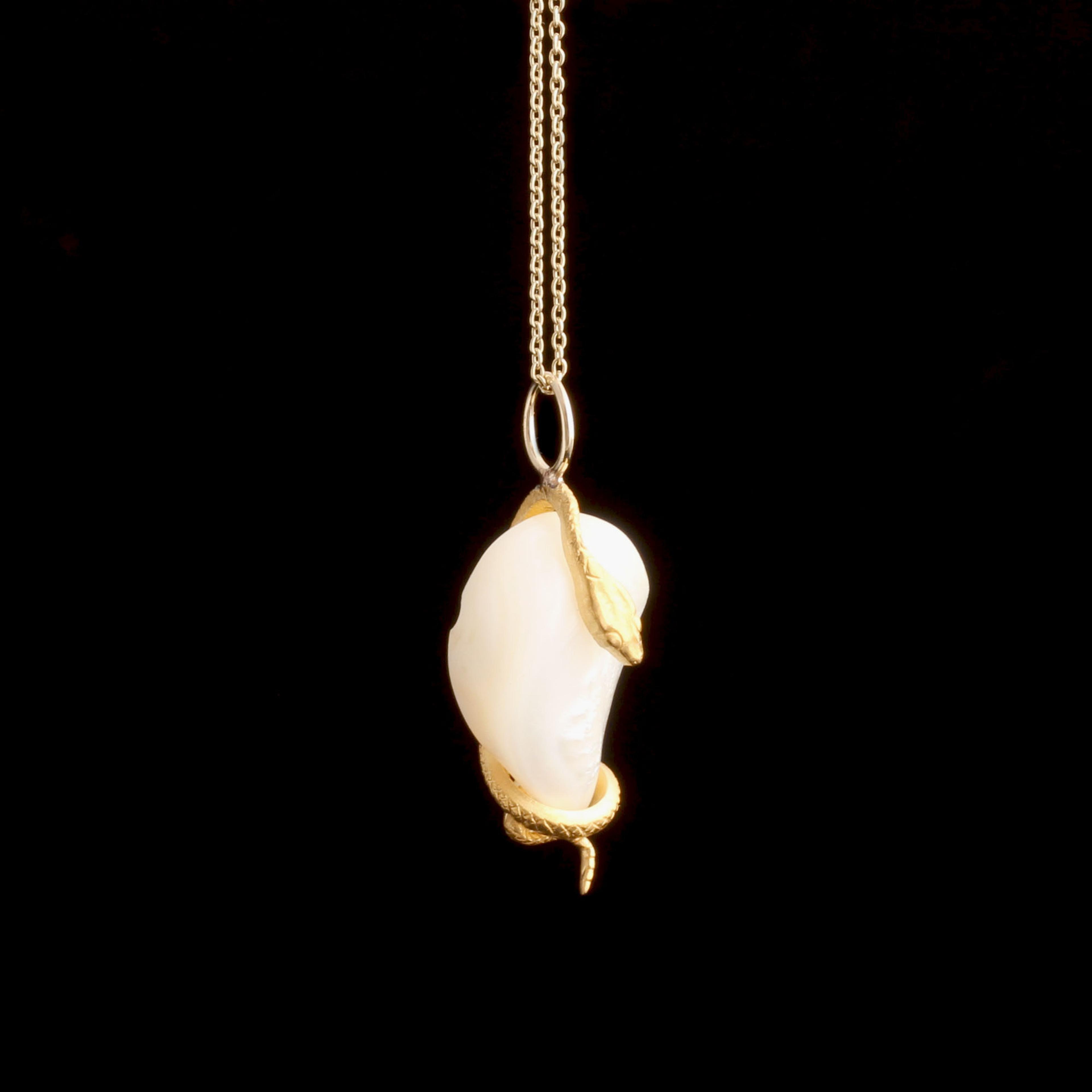 Detail of Victorian Baroque Pearl & Snake Necklace