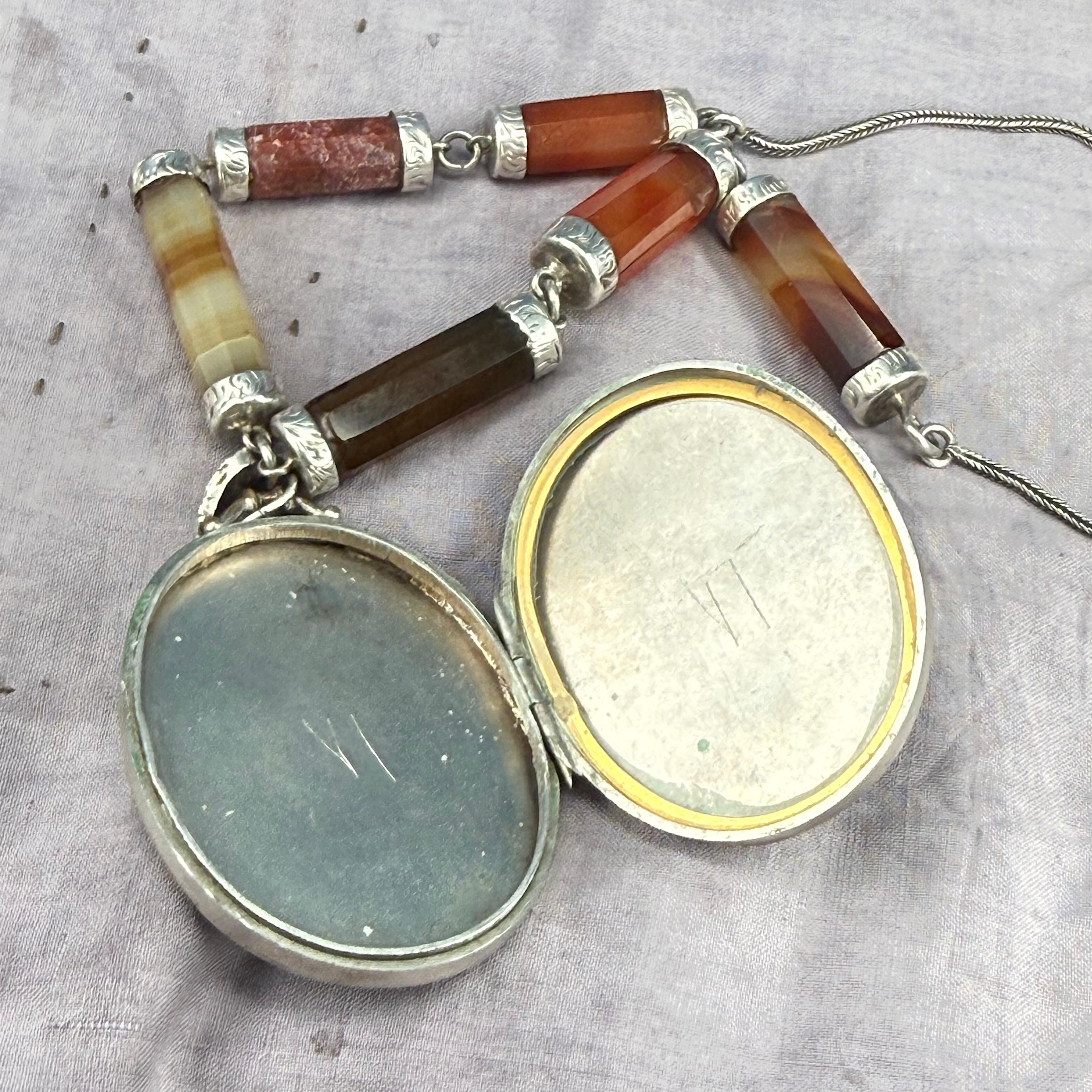 Sweetheart Locket on Scottish Agate Chain