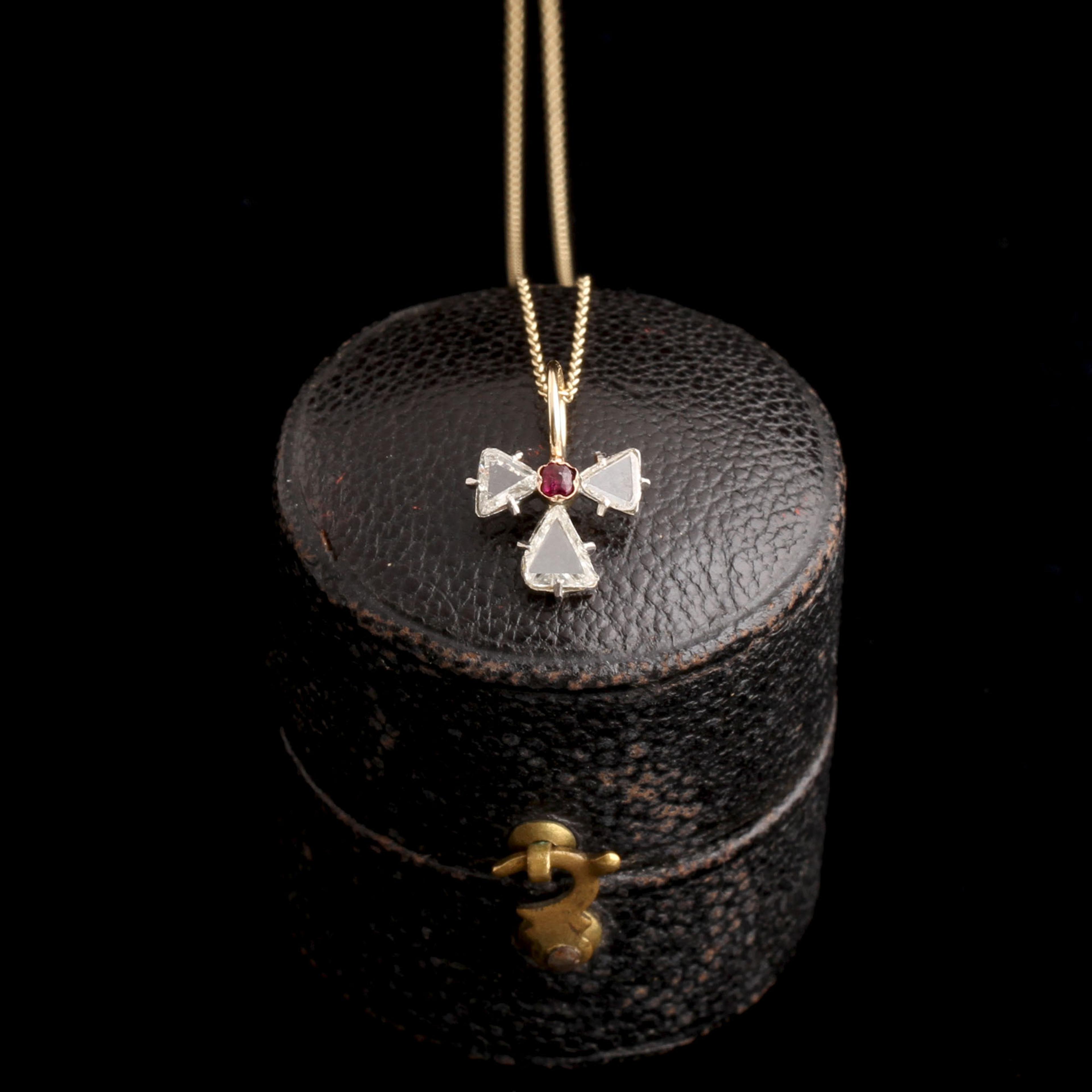 Detail of Edwardian Macle Diamond & Spinel Pendant
