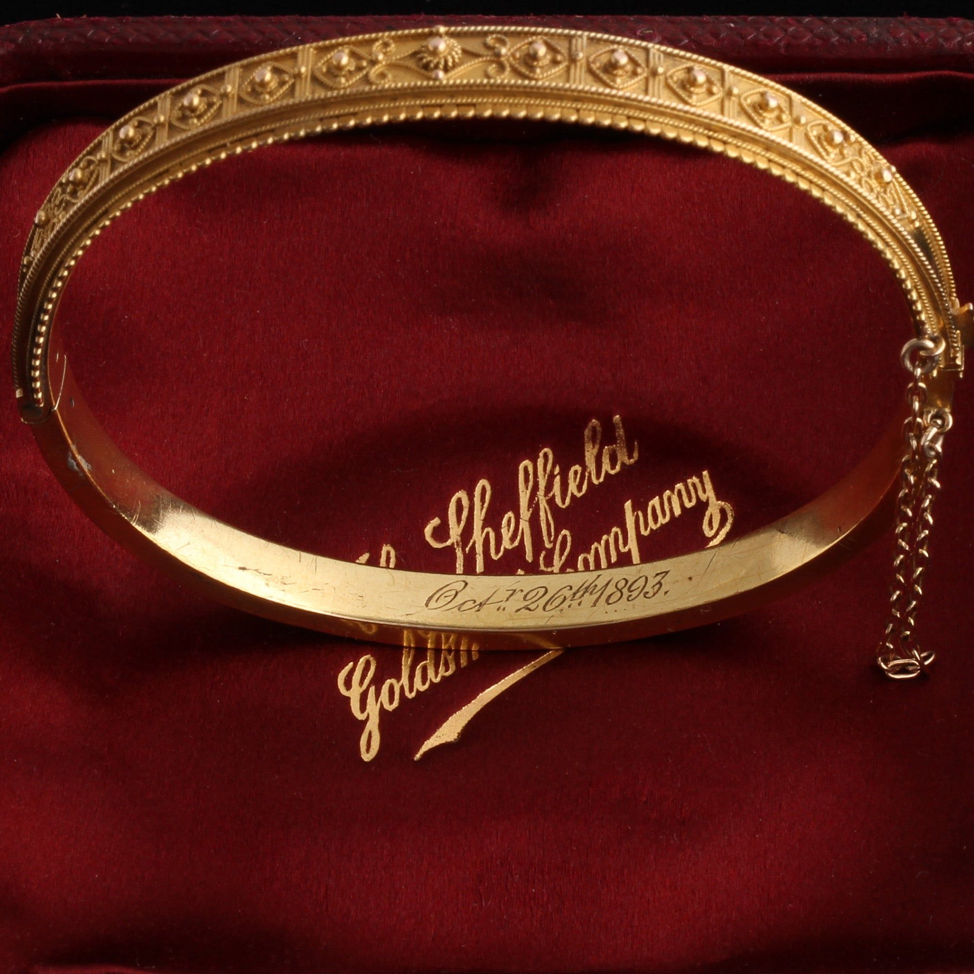 Etruscan Revival Cannetille & Granti Bracelet in Original Box