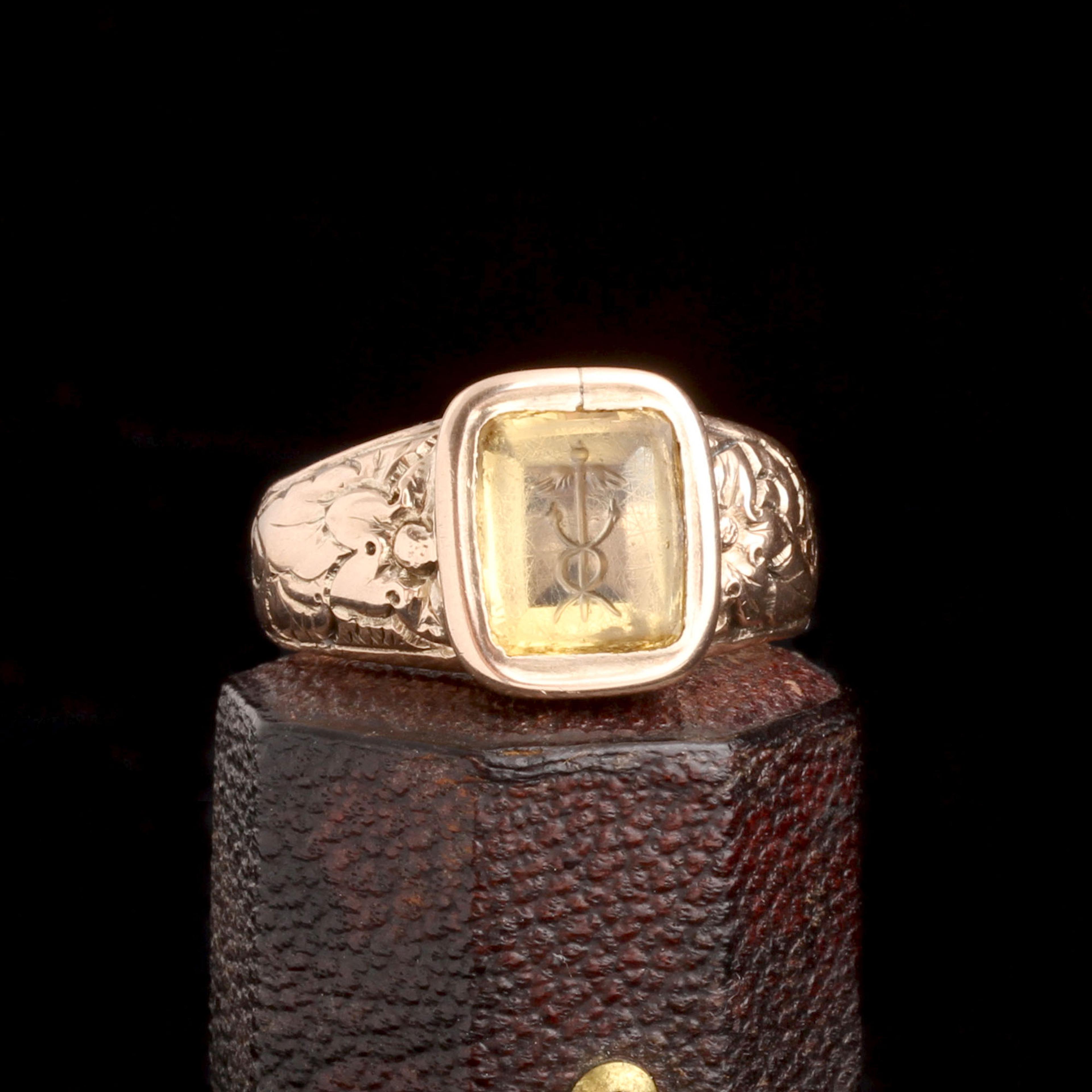 Early Victorian Caduceus Intaglio Ring