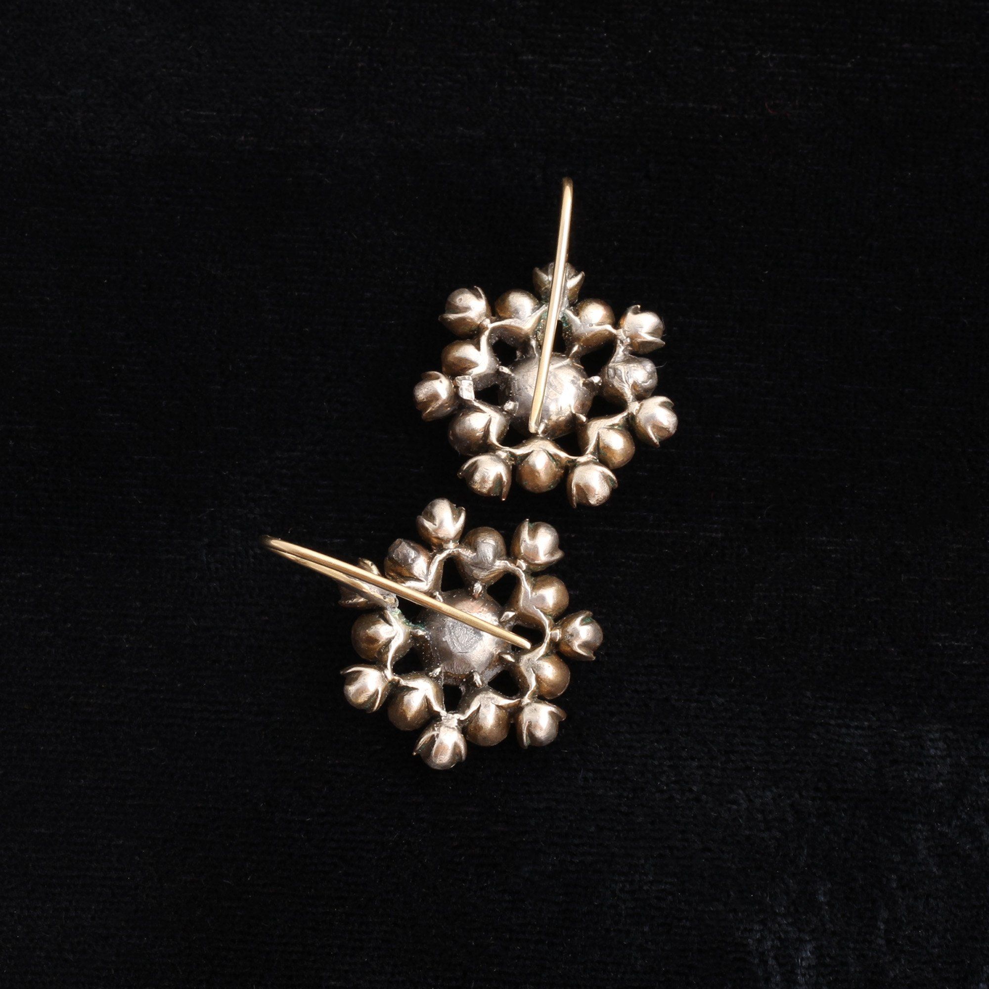 18th Century Flat Cut Garnet Cluster Earrings