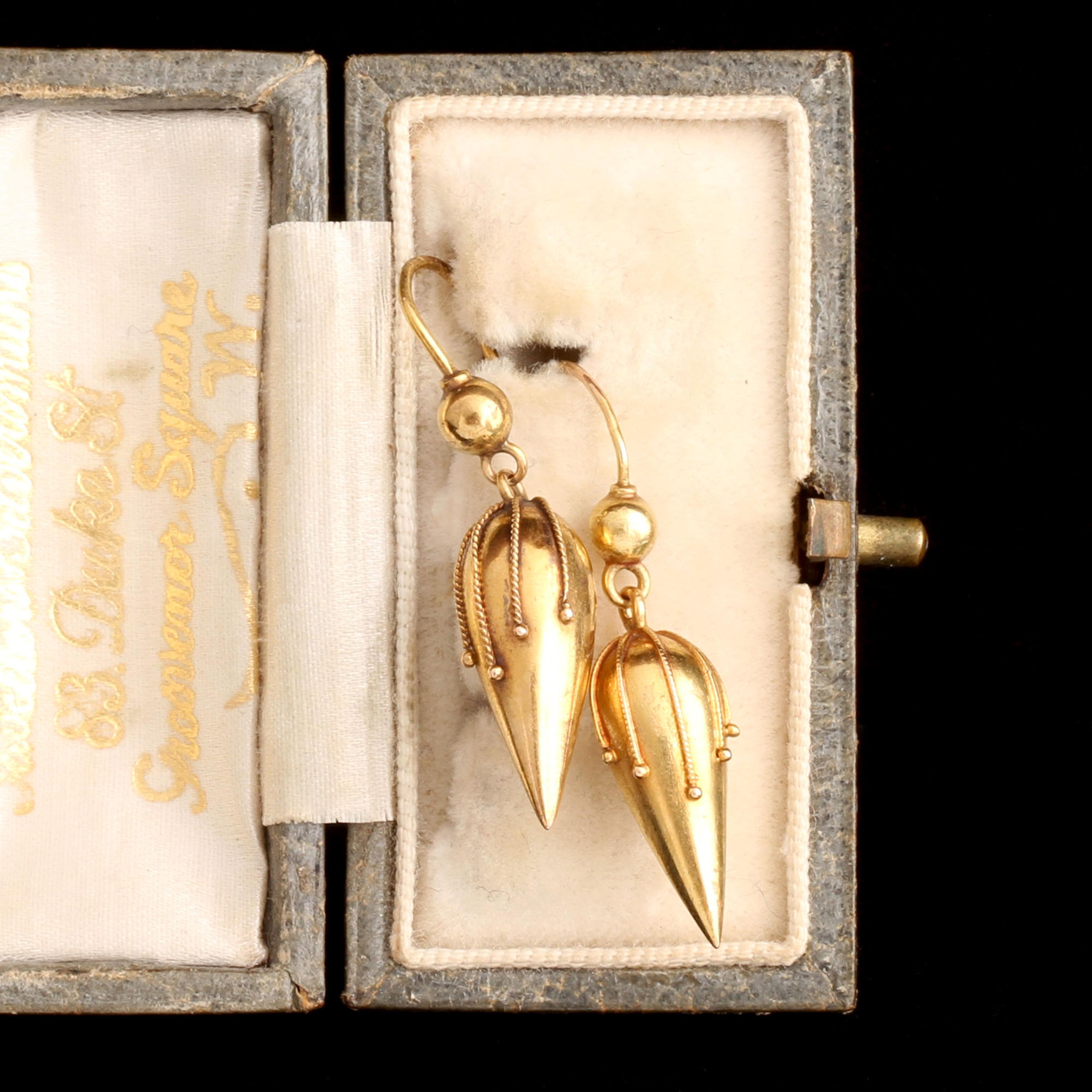 Victorian Etruscan Style Petite Torpedo Earrings