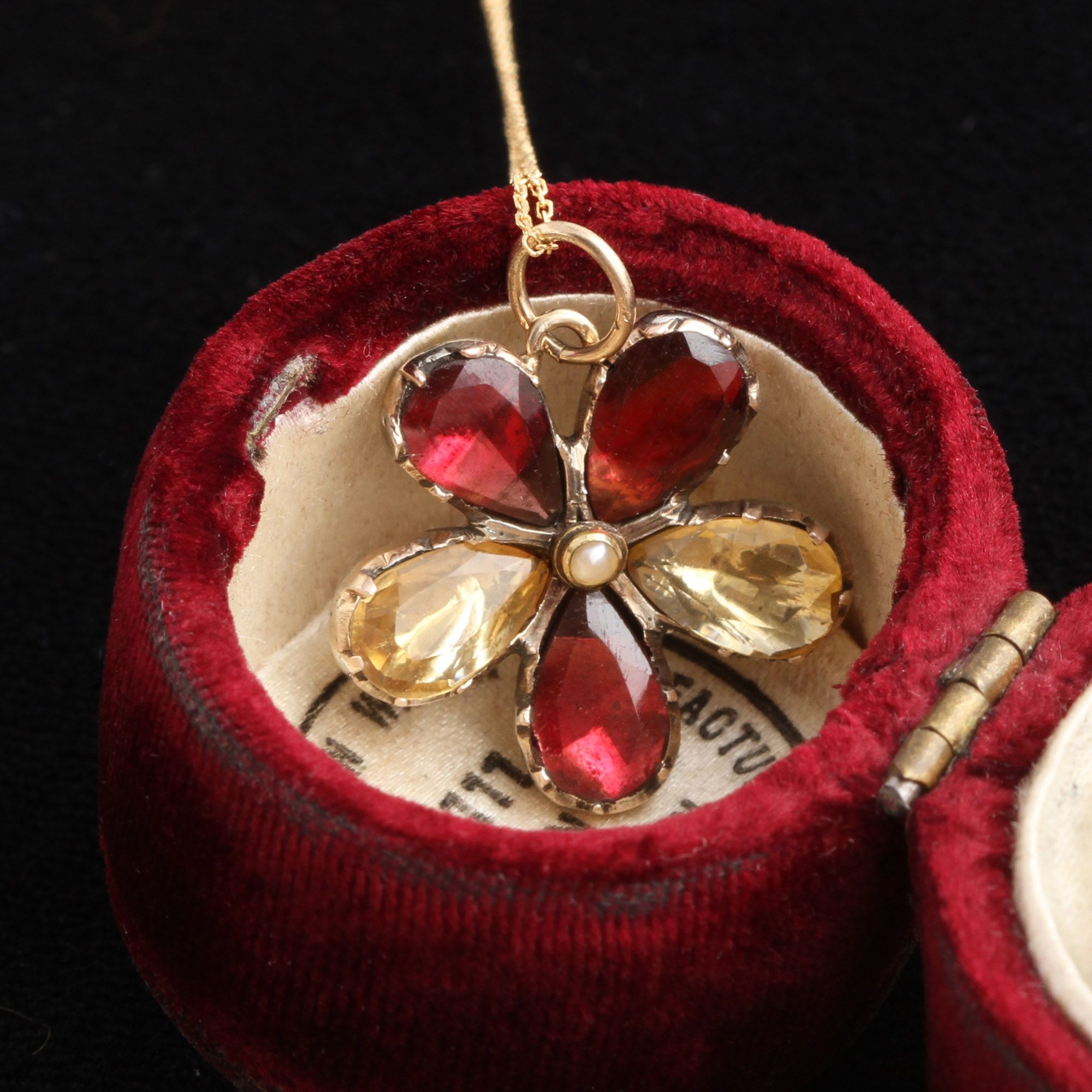 Georgian Garnet & Citrine Pansy Pendant