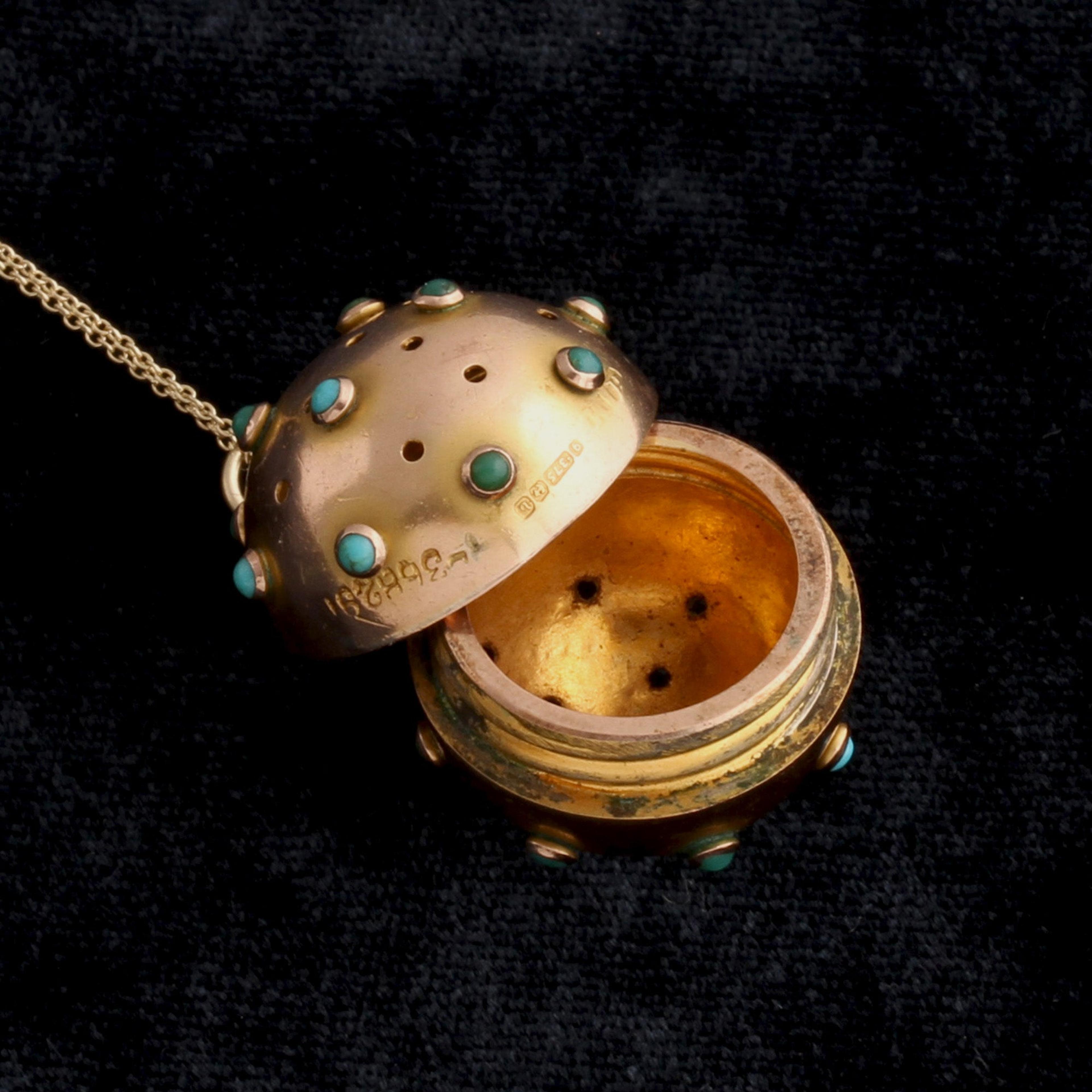 Edwardian Rose Gold & Turquoise Pomander