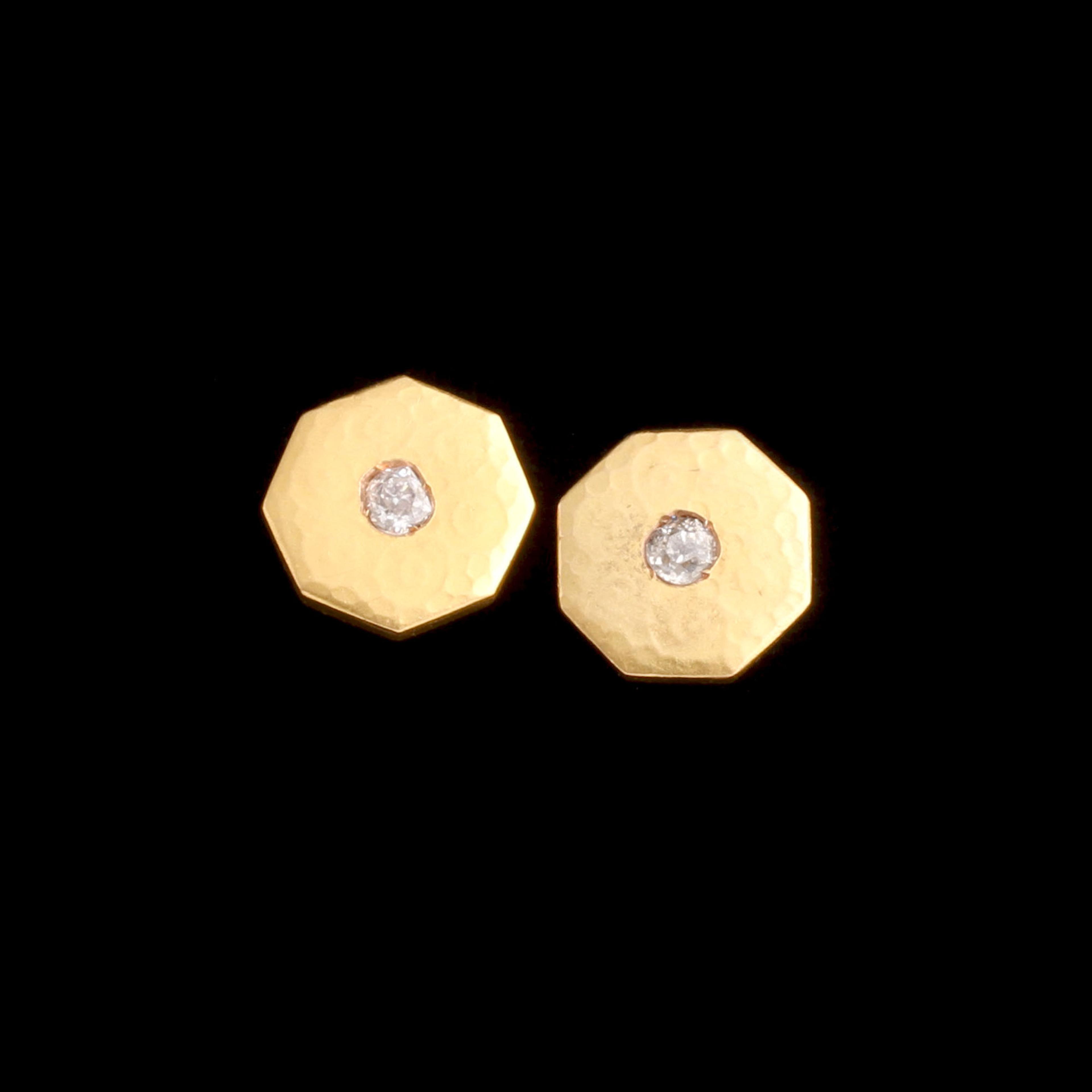 Art Deco Octagon Diamond Stud Earrings