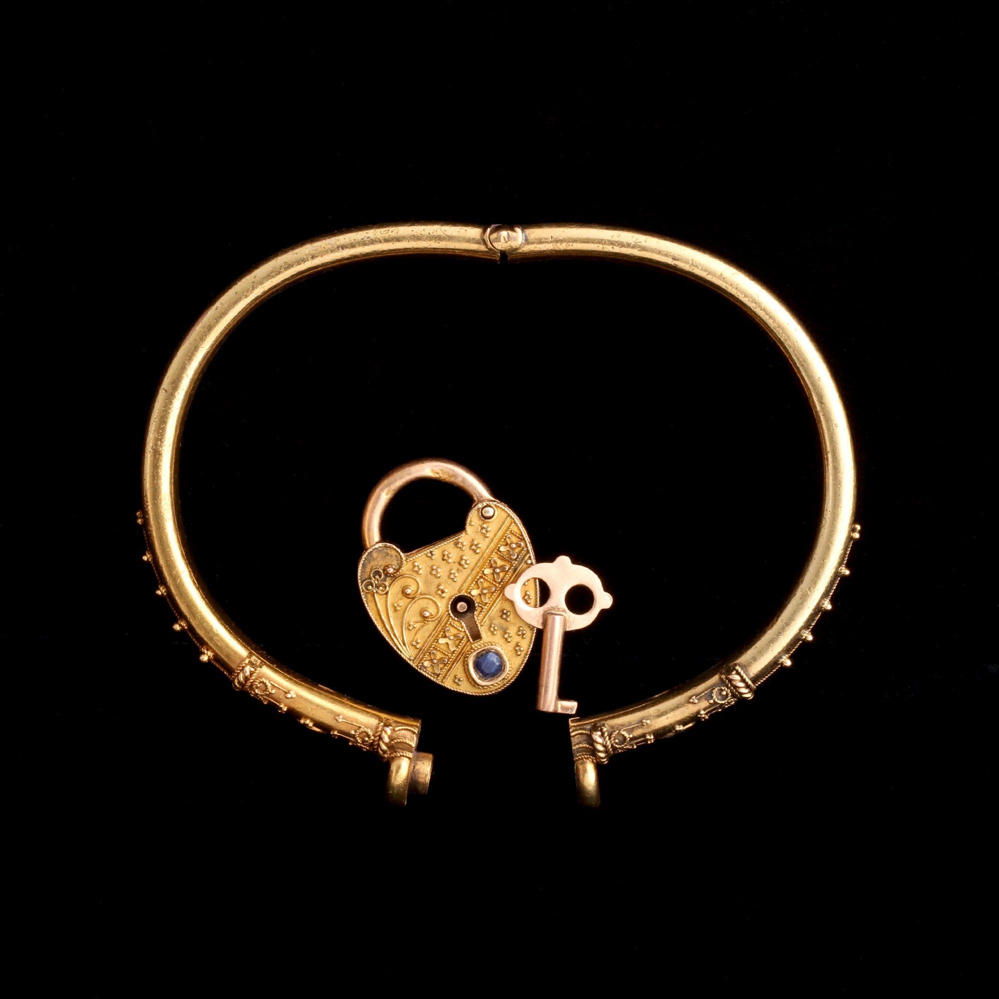 Mid Victorian Heart Padlock Sapphire Bangle — Erica Weiner