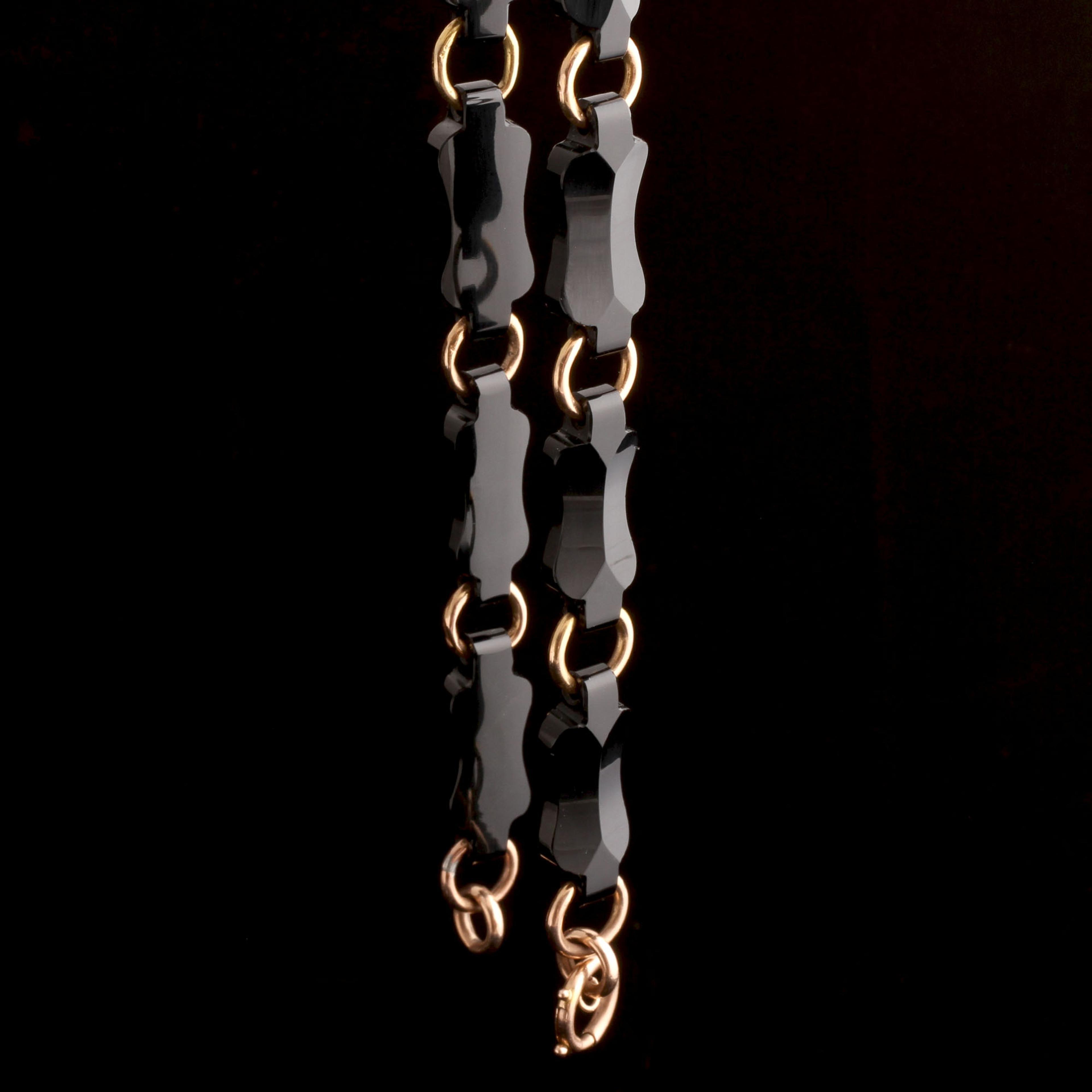 Victorian Carved Onyx 18" Fob Chain