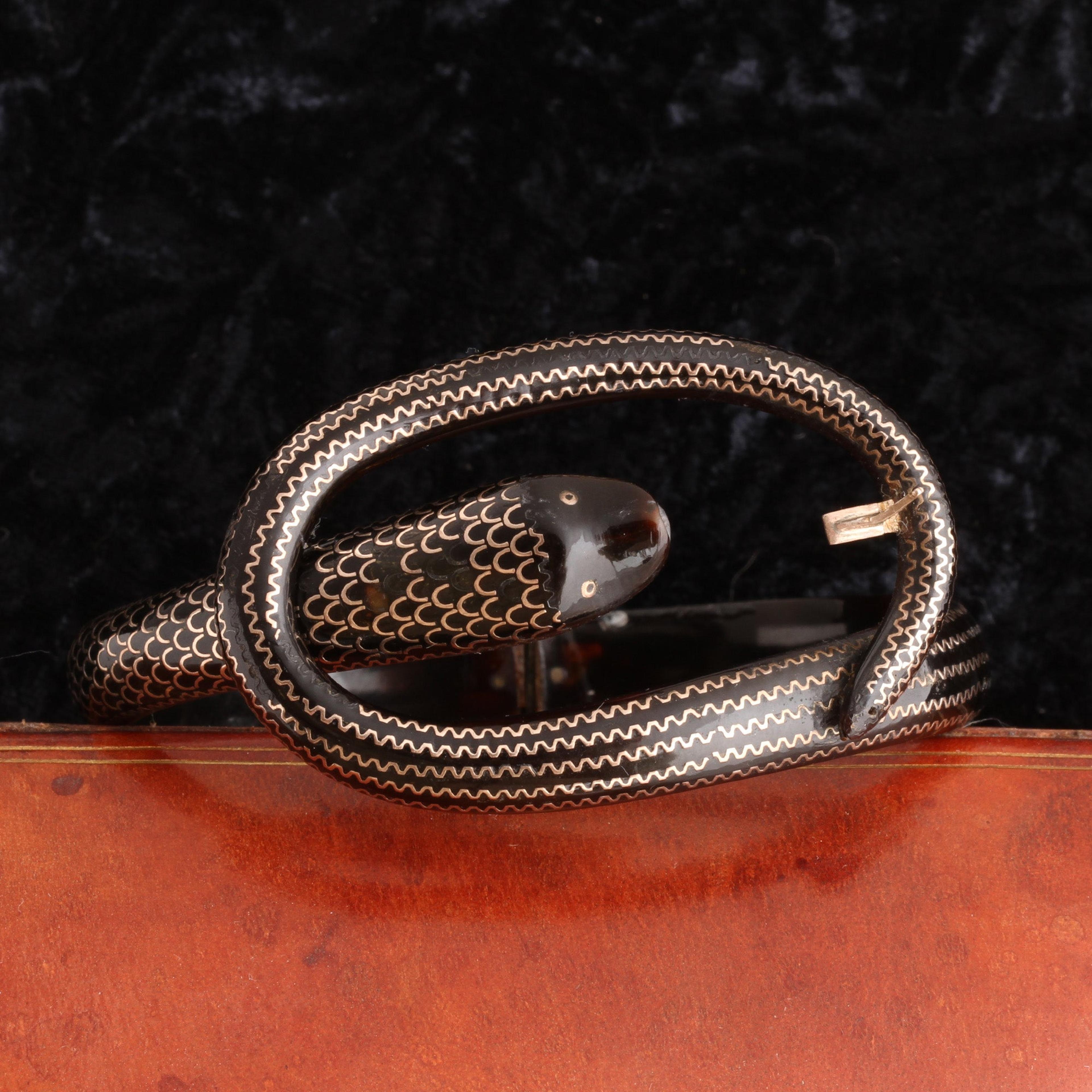 Detail of Victorian Pique Snake Bracelet open