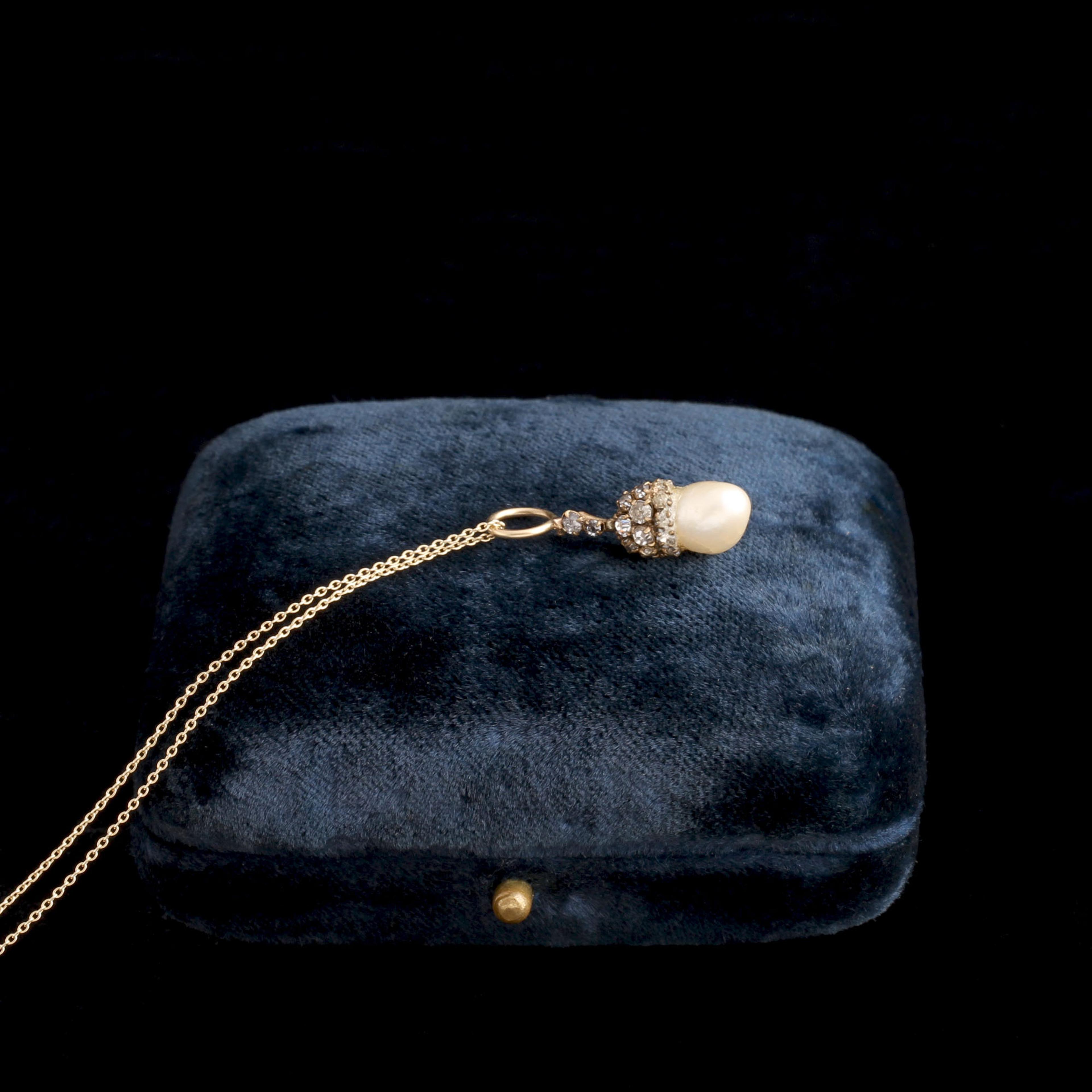 Victorian Pearl & Diamond Acorn Pendant